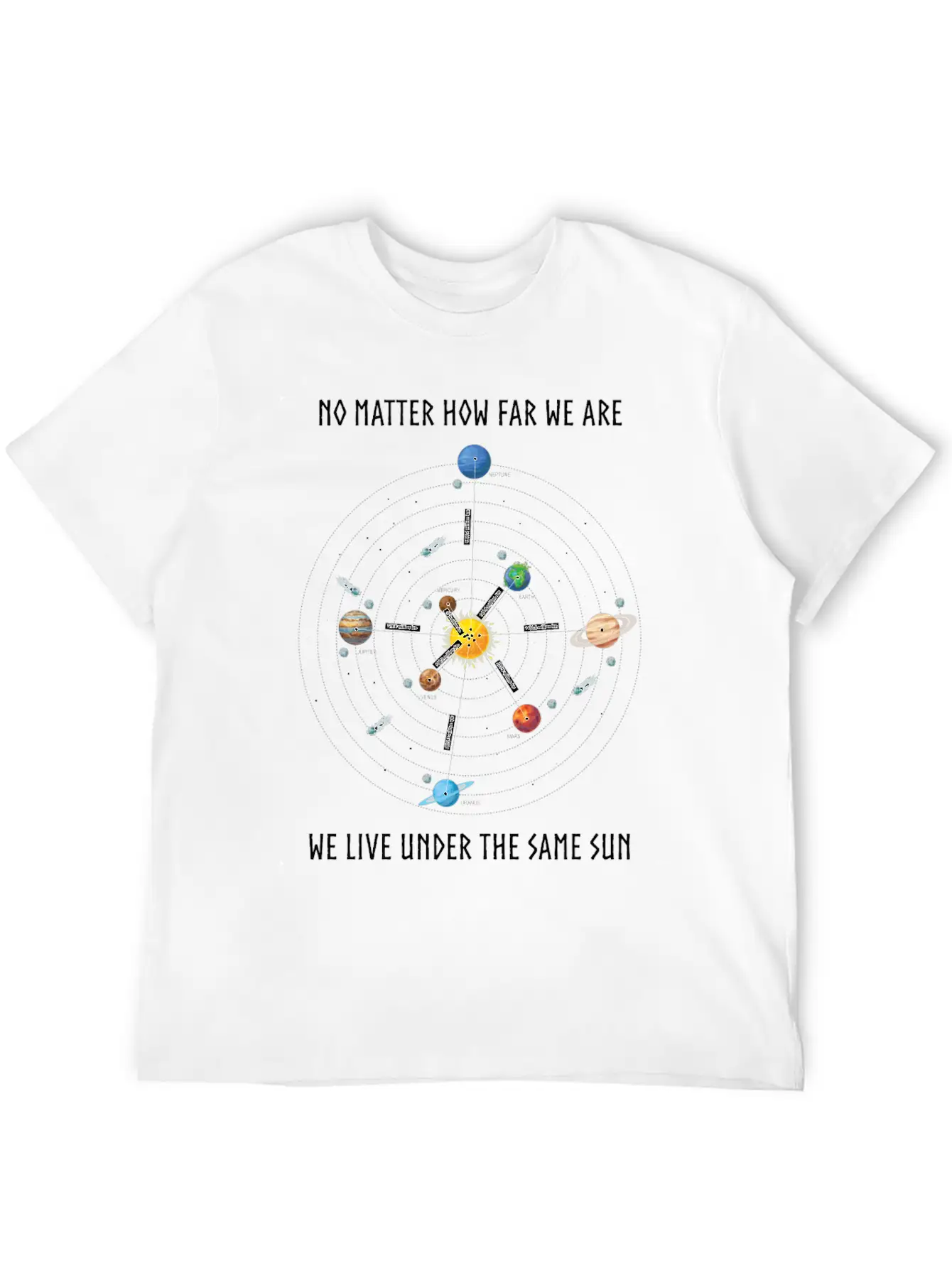 Planet, Universe, Distances Of The Planets Unisex Casual T-Shirt – Clean Design For Daily Comfort