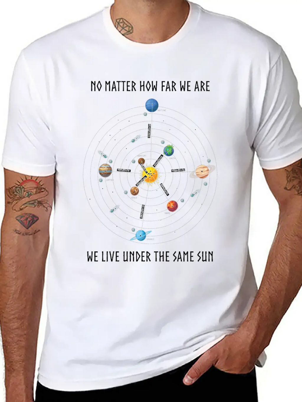 Planet, Universe, Distances Of The Planets Unisex Casual T-Shirt – Clean Design For Daily Comfort