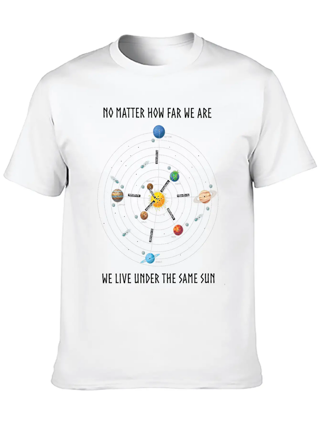 Planet, Universe, Distances Of The Planets Unisex Casual T-Shirt – Clean Design For Daily Comfort