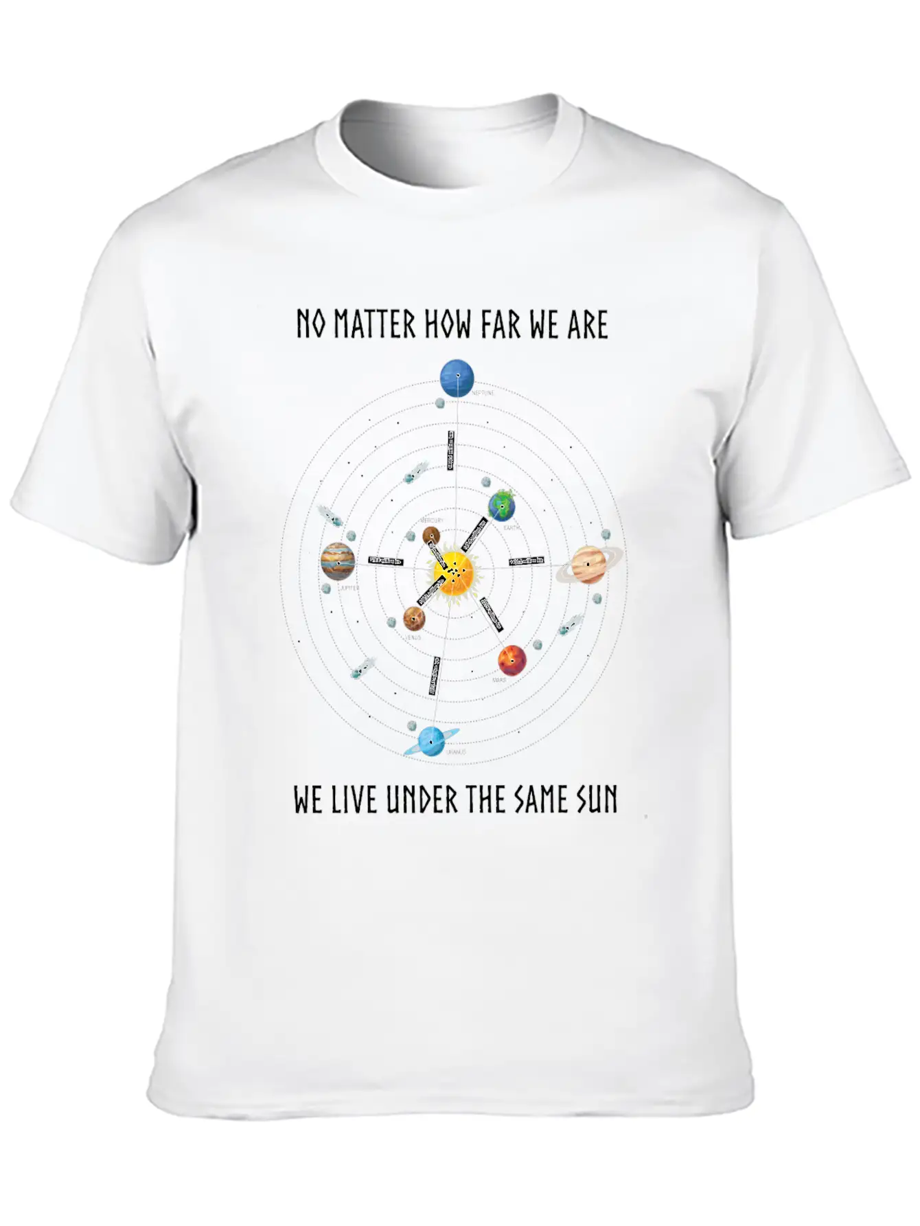 Planet, Universe, Distances Of The Planets Unisex Casual T-Shirt – Clean Design For Daily Comfort