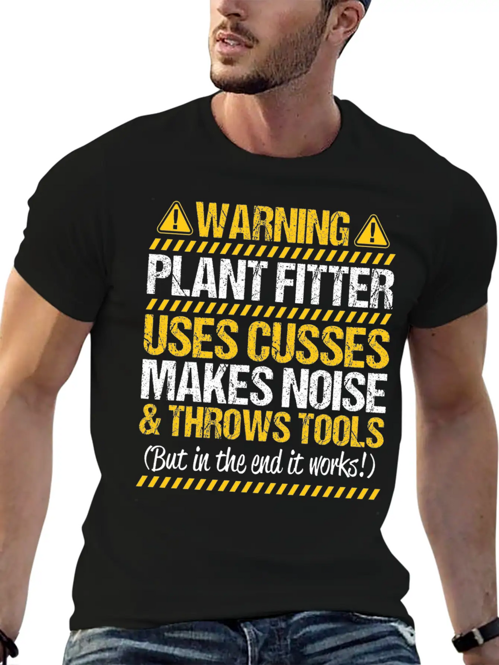 Plant Fitter Plant Mechanic Gift Present Warning Basic Graphic T-Shirt – Daily Comfort In Soft Cotton