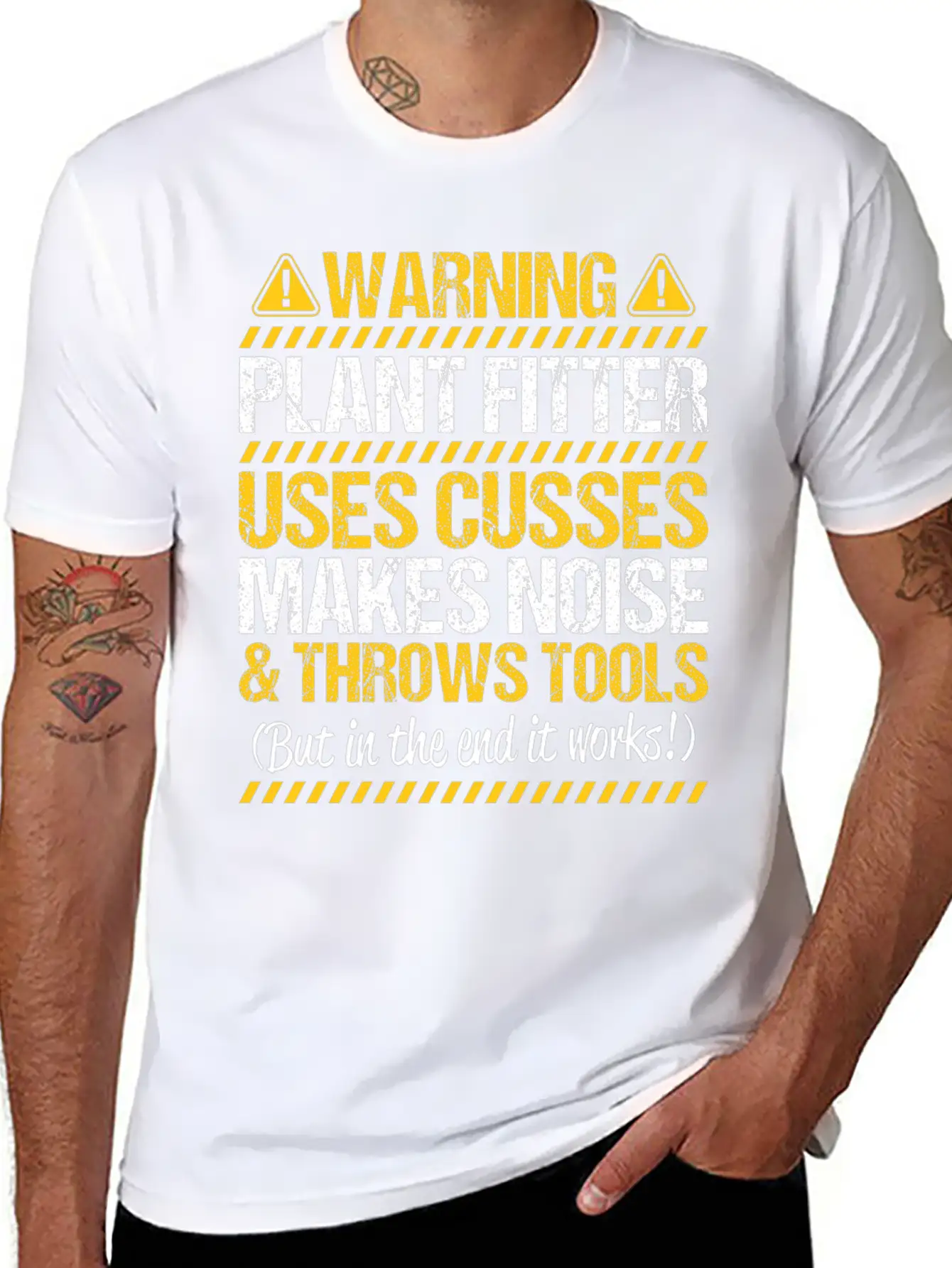 Plant Fitter Plant Mechanic Gift Present Warning Basic Graphic T-Shirt – Daily Comfort In Soft Cotton