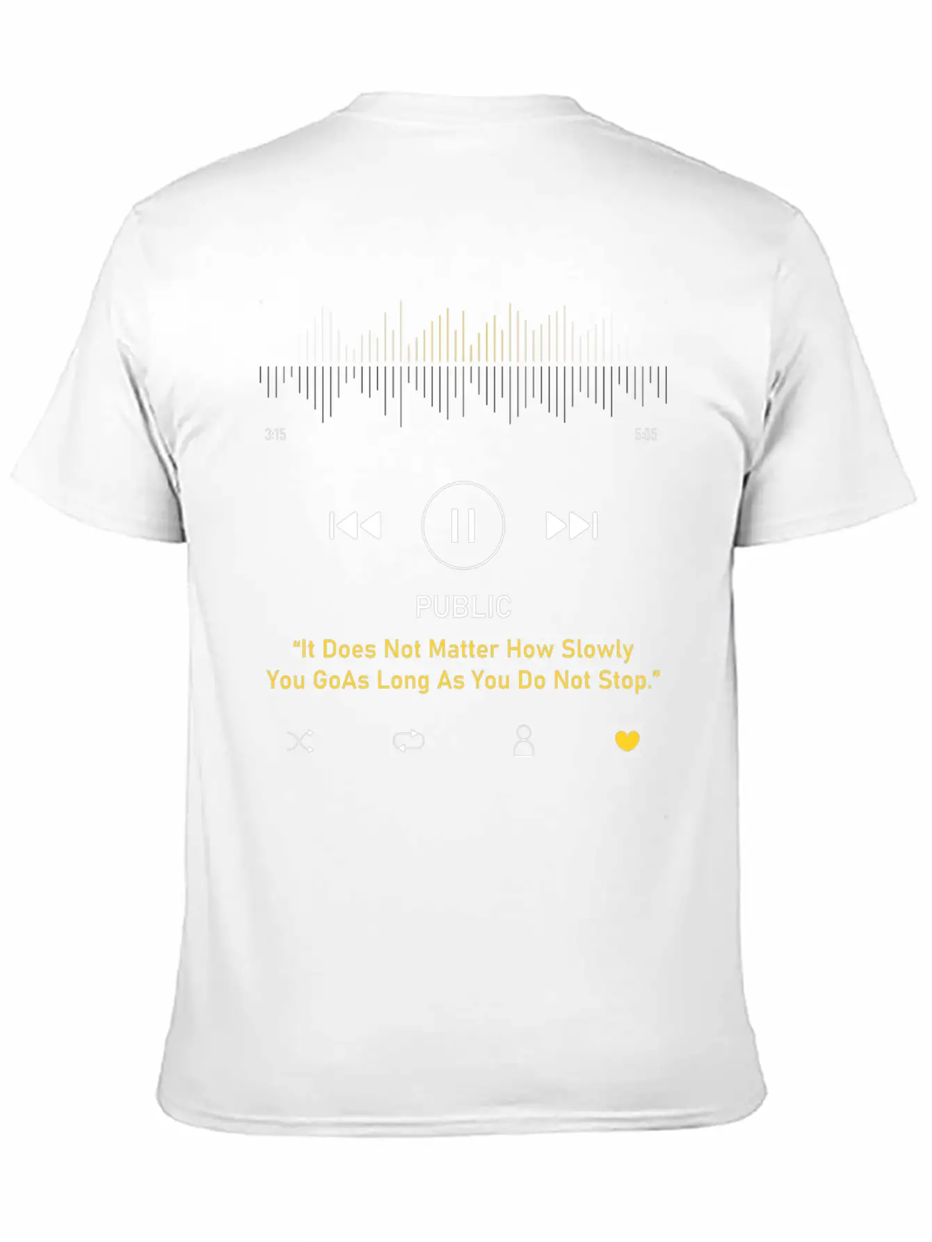 Play Music Interface With Motivational Breathable Soft Cotton T-Shirt – Timeless Casual Look
