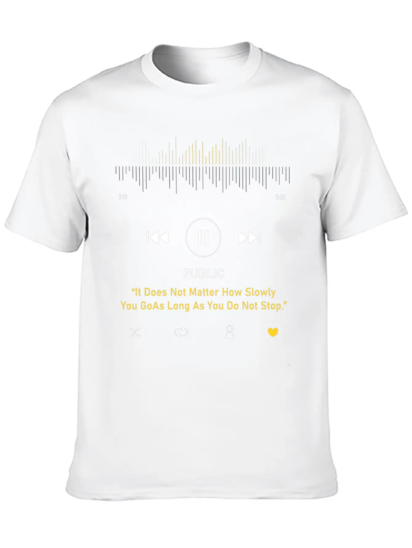 Play Music Interface With Motivational Breathable Soft Cotton T-Shirt – Timeless Casual Look