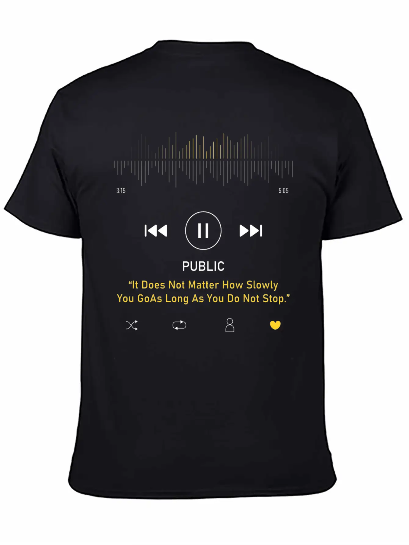 Play Music Interface With Motivational Breathable Soft Cotton T-Shirt – Timeless Casual Look