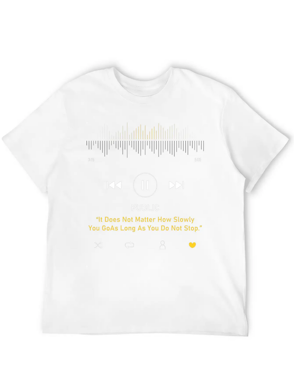 Play Music Interface With Motivational Breathable Soft Cotton T-Shirt – Timeless Casual Look