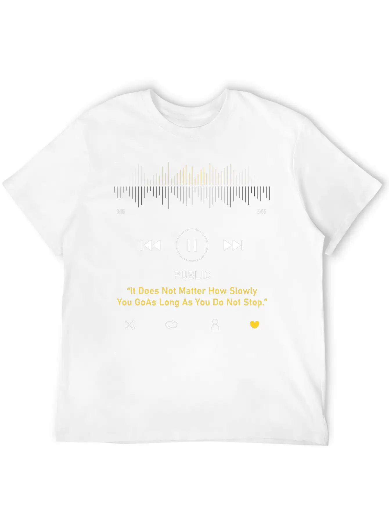 Play Music Interface With Motivational Breathable Soft Cotton T-Shirt – Timeless Casual Look