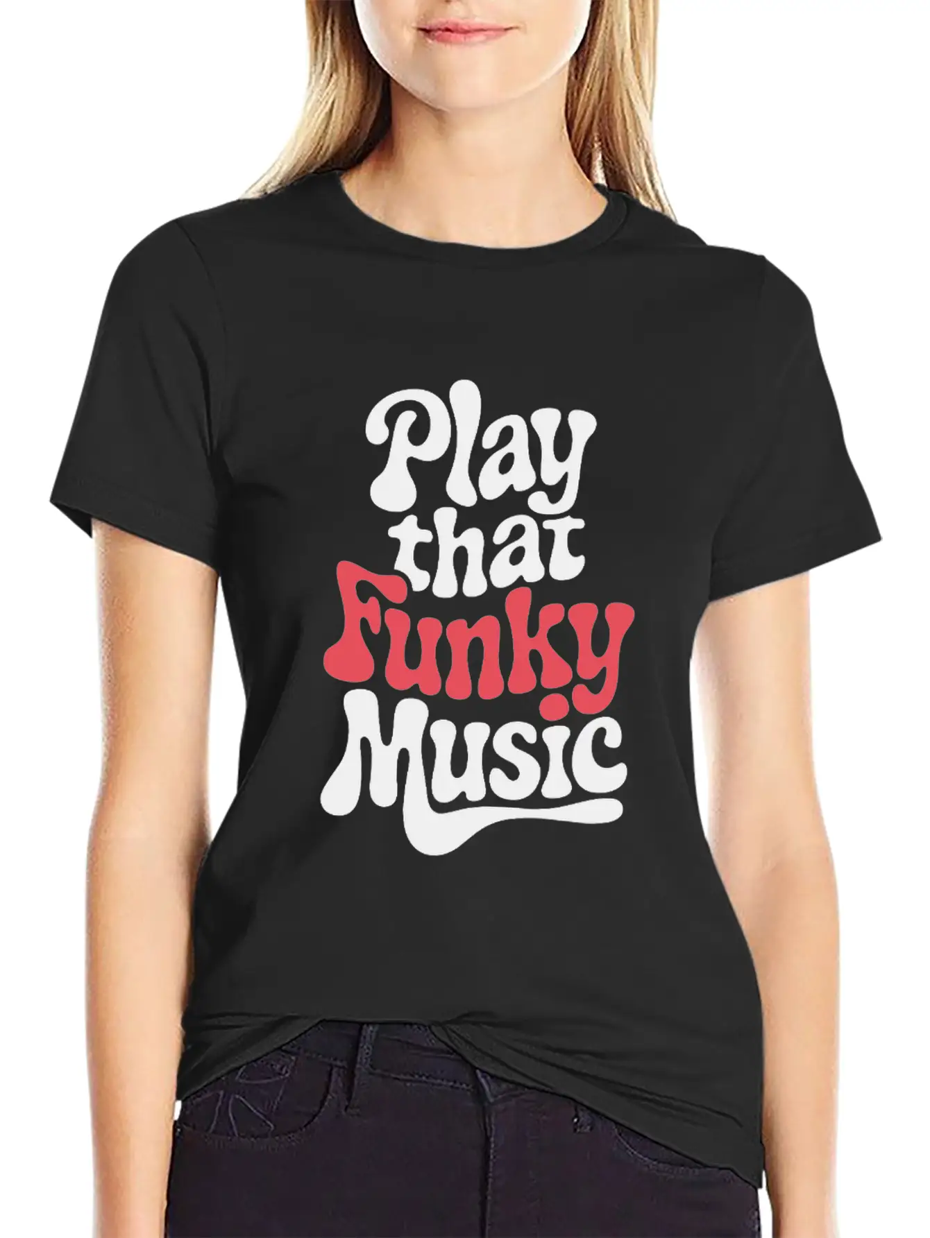 Play That Funky Music – Groovy Typography Breathable Graphic T-Shirt – Perfect For Casual Days