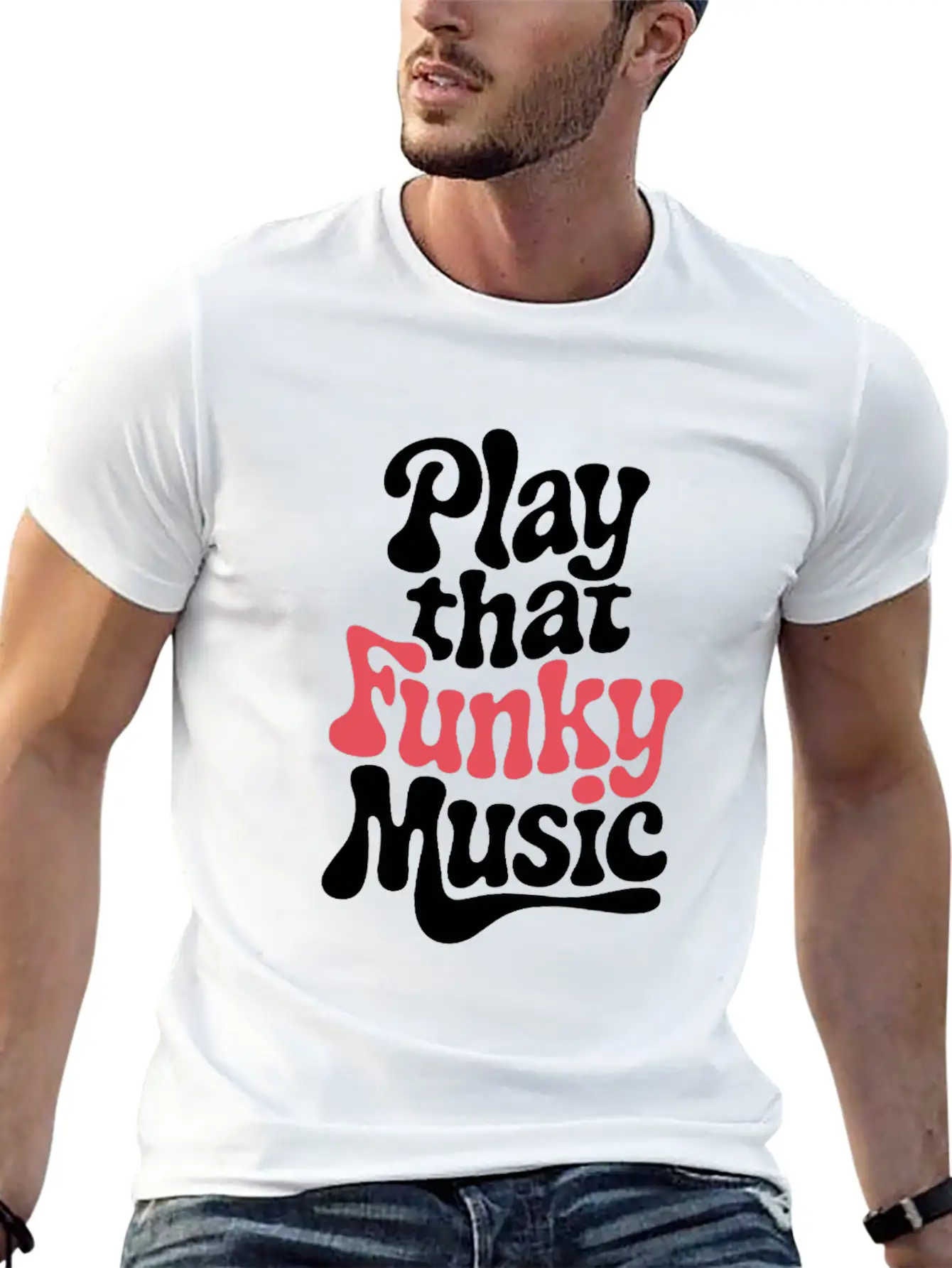 Play That Funky Music – Groovy Typography Breathable Graphic T-Shirt – Perfect For Casual Days