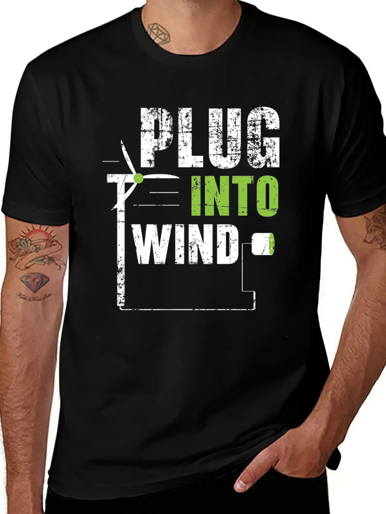 Plug Into Wind Renewable Energy Windtech Windmill Basic Graphic T-Shirt – Daily Comfort In Soft Cotton