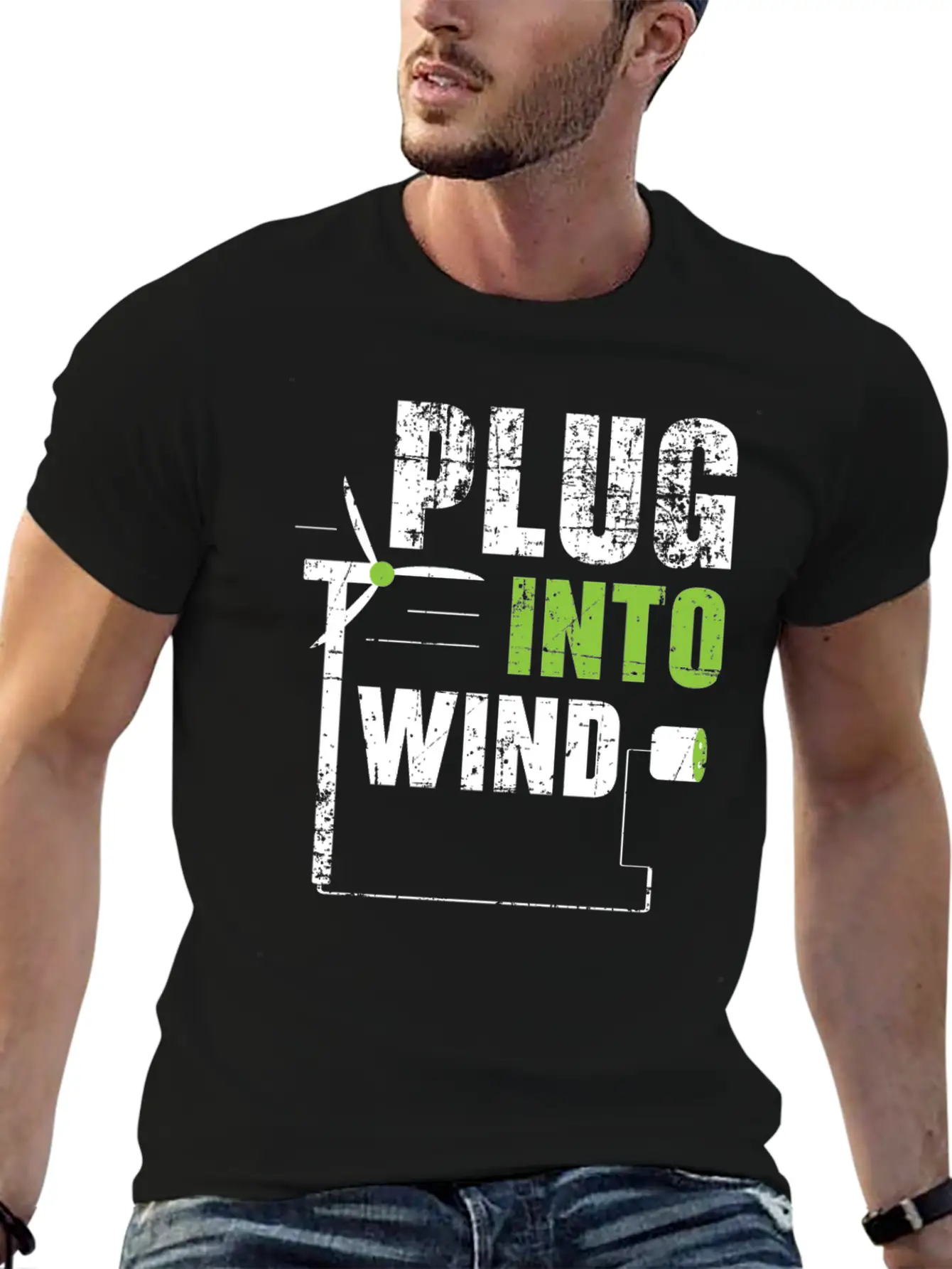 Plug Into Wind Renewable Energy Windtech Windmill Basic Graphic T-Shirt – Daily Comfort In Soft Cotton