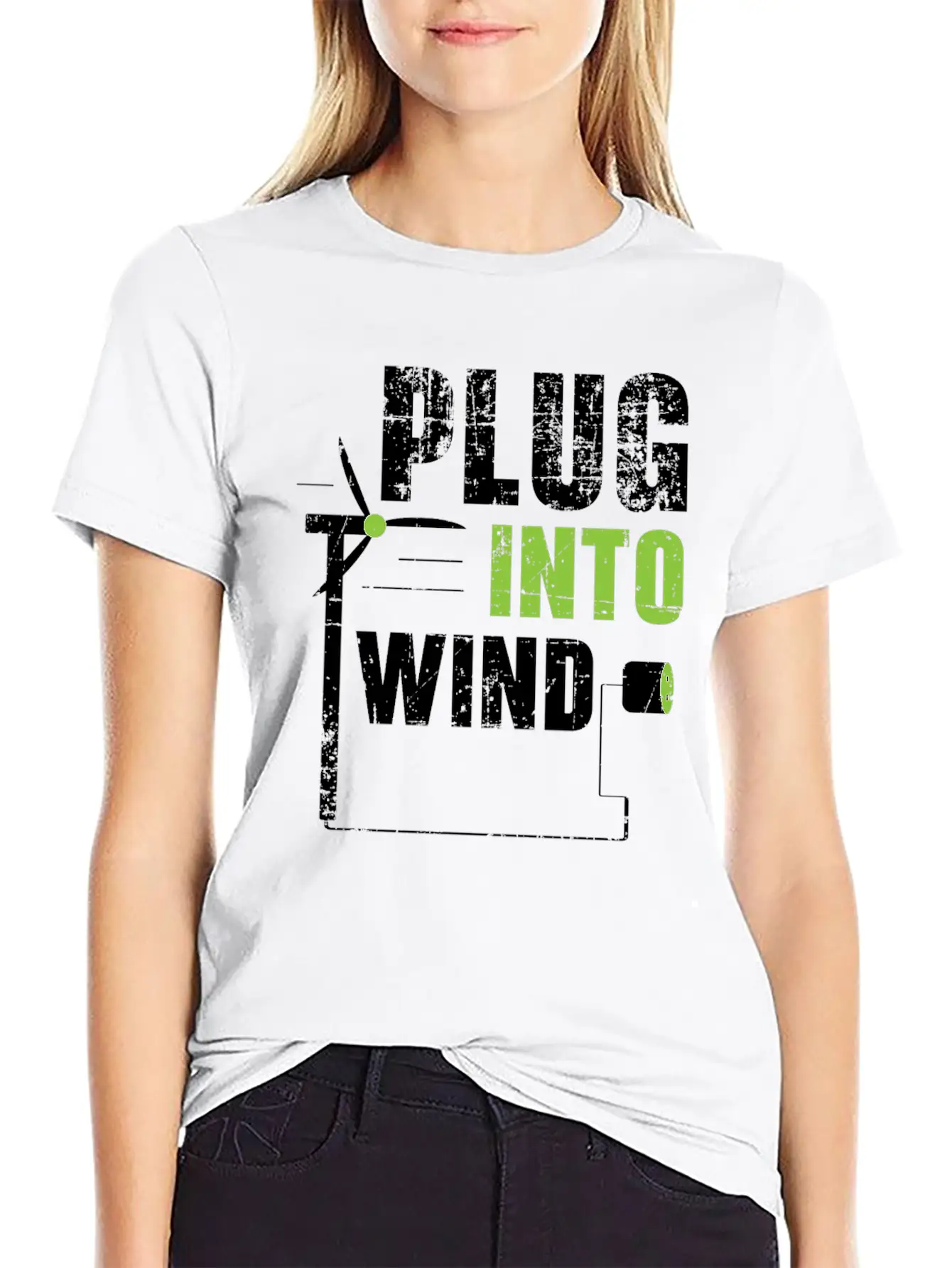 Plug Into Wind Renewable Energy Windtech Windmill Basic Graphic T-Shirt – Daily Comfort In Soft Cotton