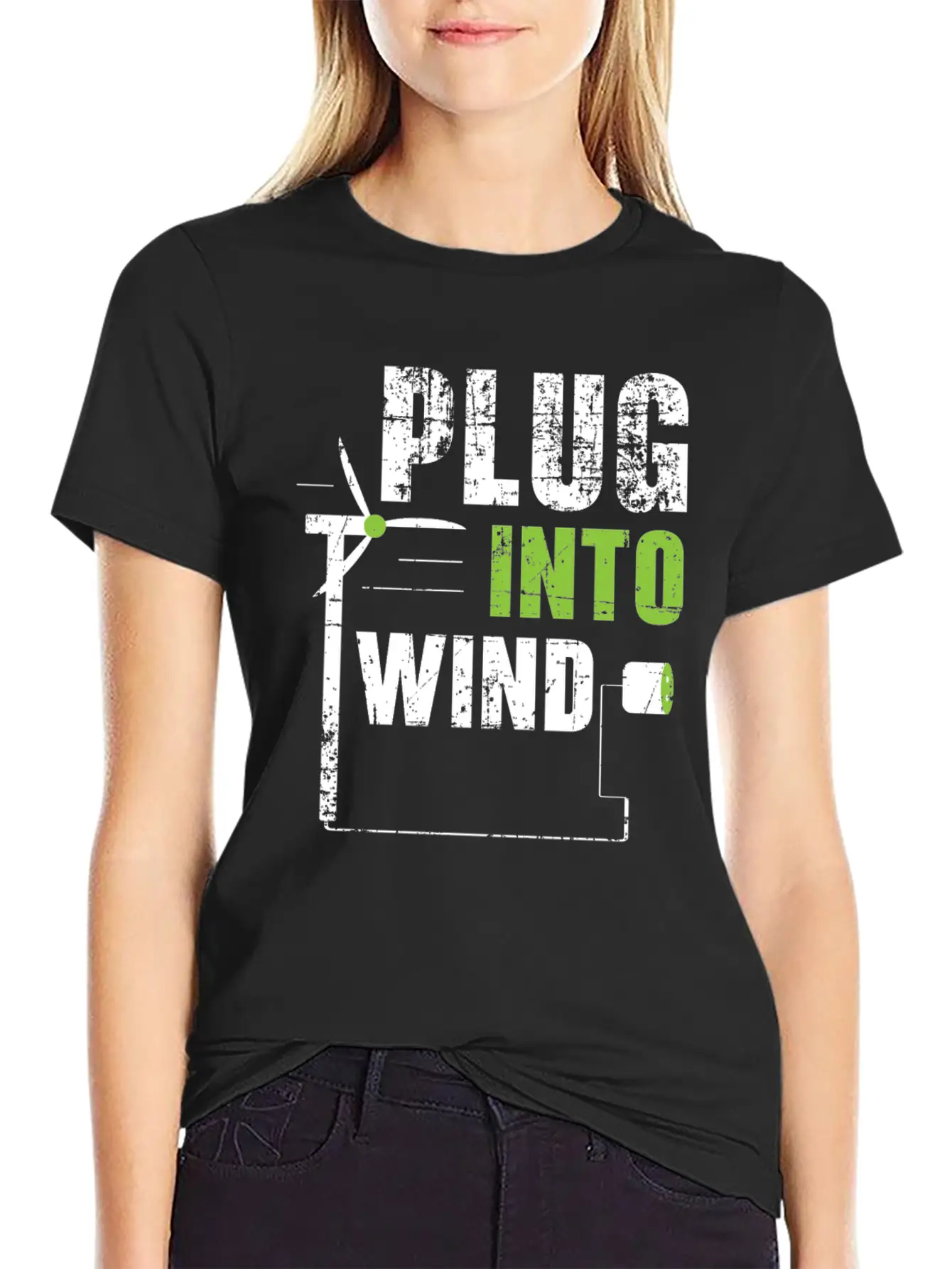 Plug Into Wind Renewable Energy Windtech Windmill Basic Graphic T-Shirt – Daily Comfort In Soft Cotton
