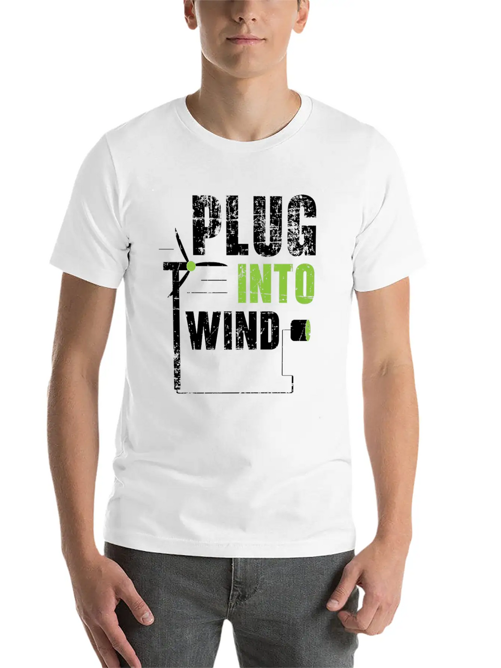 Plug Into Wind Renewable Energy Windtech Windmill Basic Graphic T-Shirt – Daily Comfort In Soft Cotton