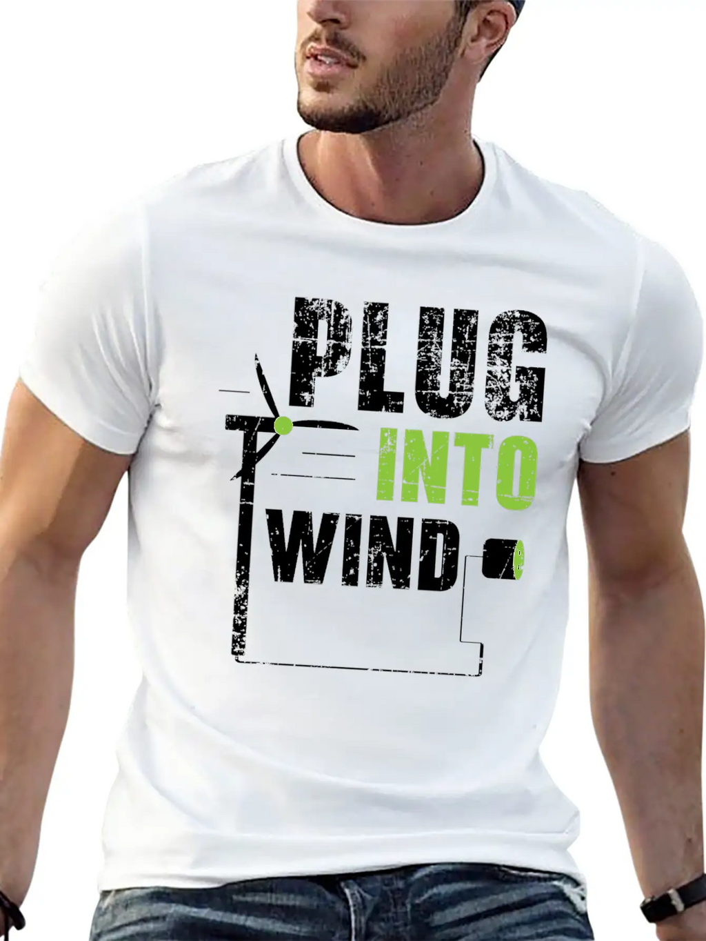Plug Into Wind Renewable Energy Windtech Windmill Basic Graphic T-Shirt – Daily Comfort In Soft Cotton