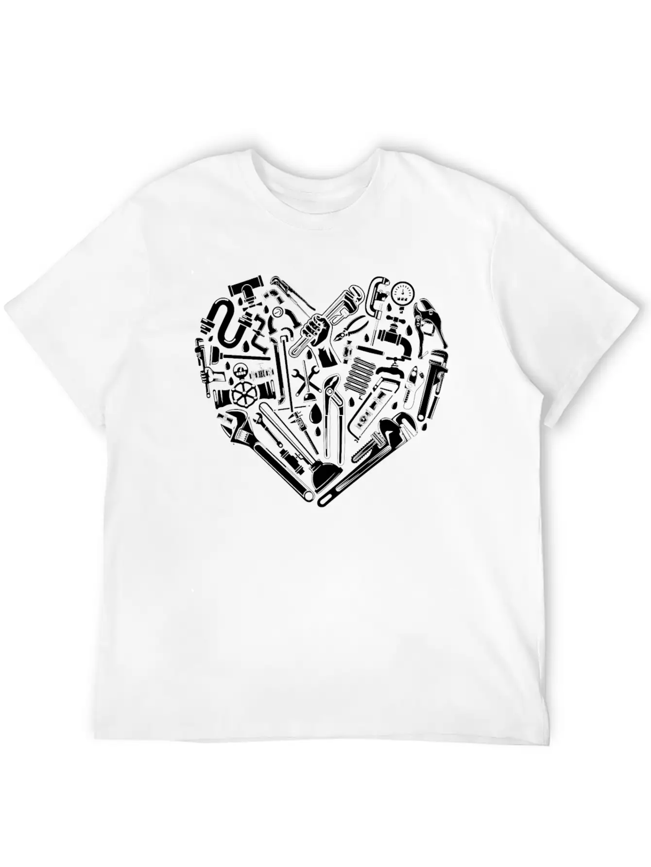 Plumbing Plumber Heart Tools Breathable Graphic T-Shirt – Perfect For Casual Days
