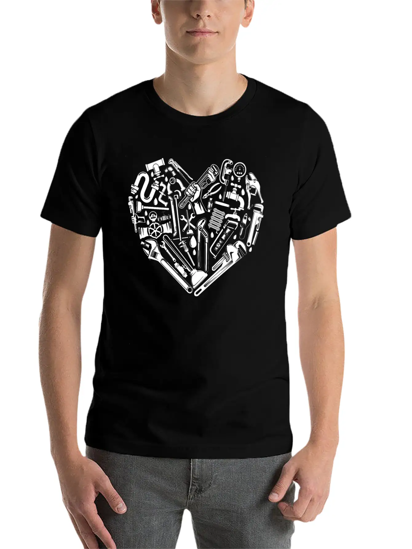 Plumbing Plumber Heart Tools Breathable Graphic T-Shirt – Perfect For Casual Days