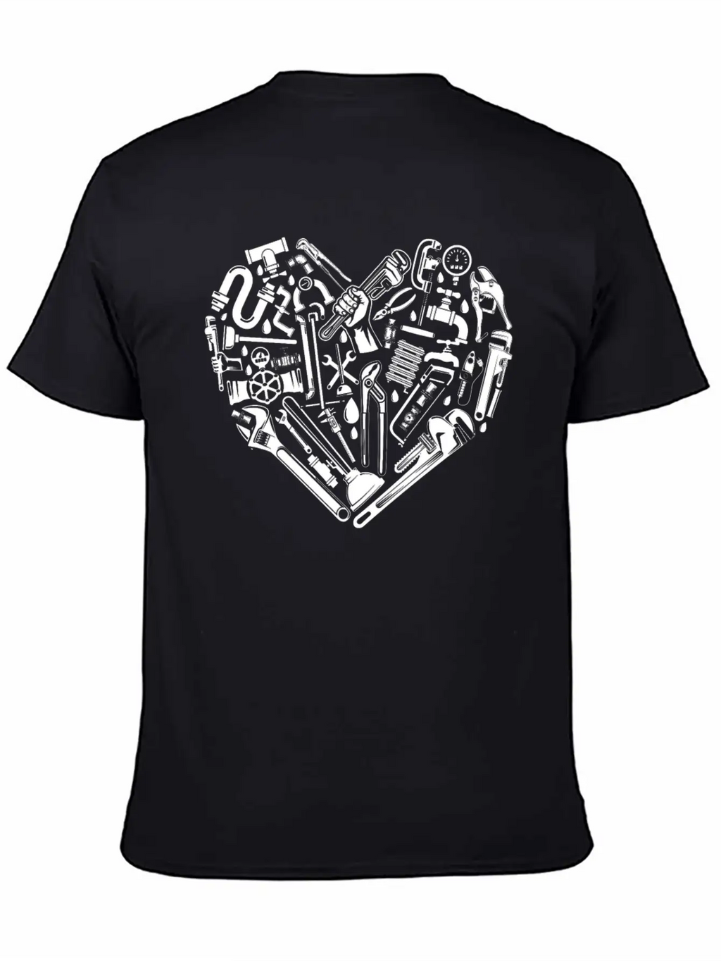 Plumbing Plumber Heart Tools Breathable Graphic T-Shirt – Perfect For Casual Days