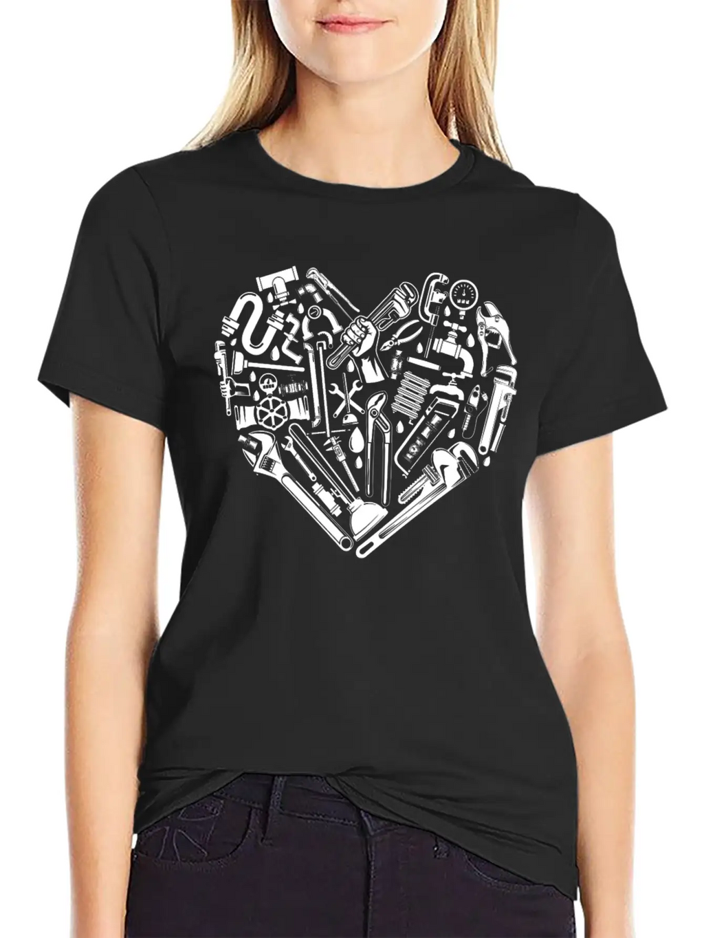 Plumbing Plumber Heart Tools Breathable Graphic T-Shirt – Perfect For Casual Days