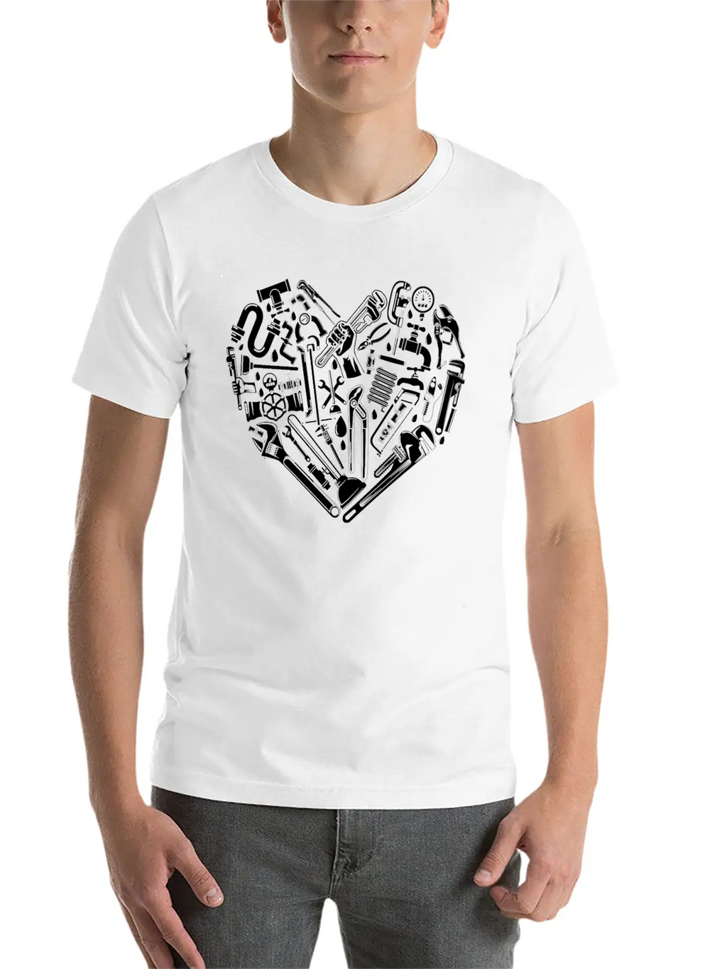 Plumbing Plumber Heart Tools Breathable Graphic T-Shirt – Perfect For Casual Days