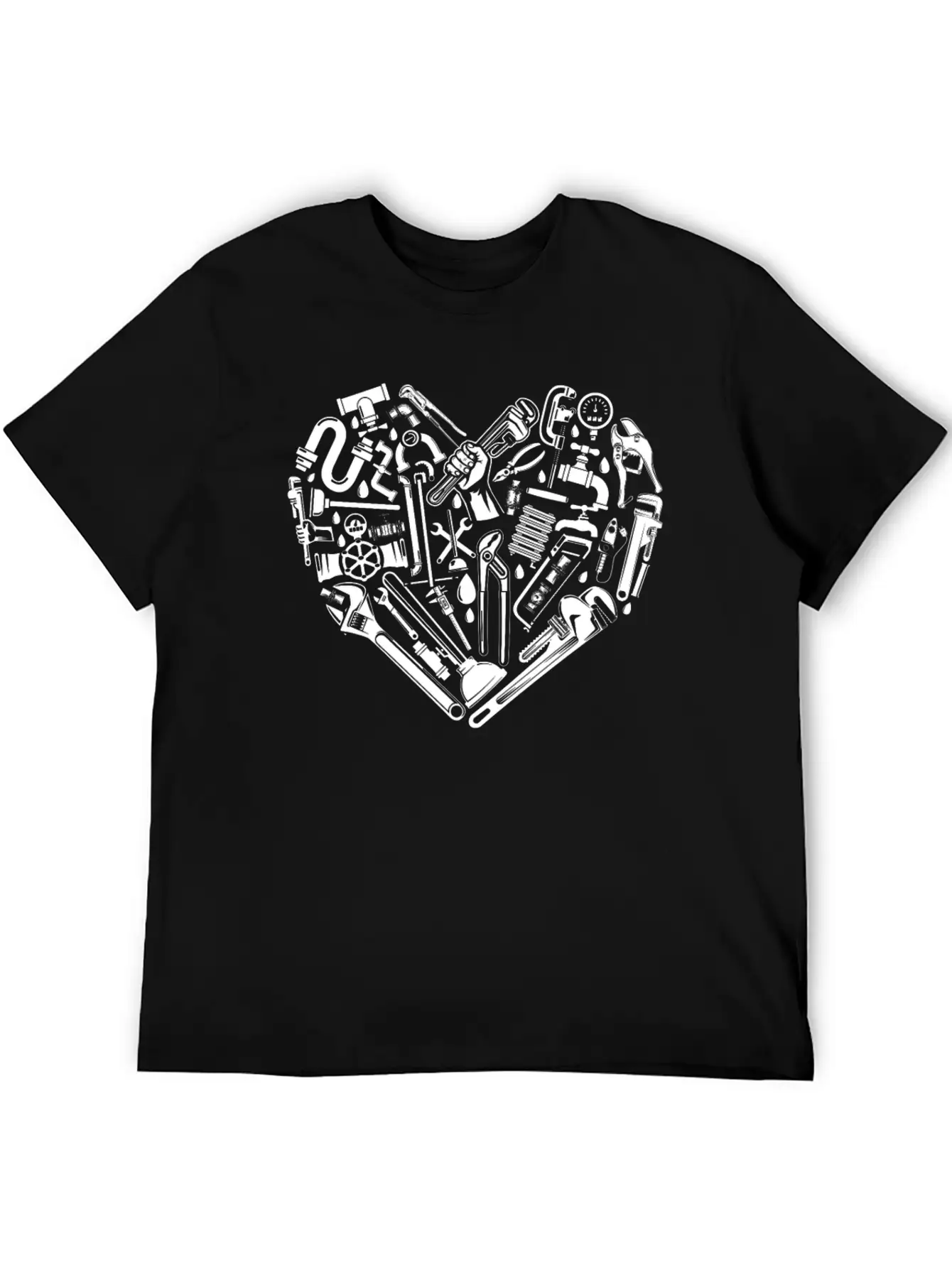 Plumbing Plumber Heart Tools Breathable Graphic T-Shirt – Perfect For Casual Days