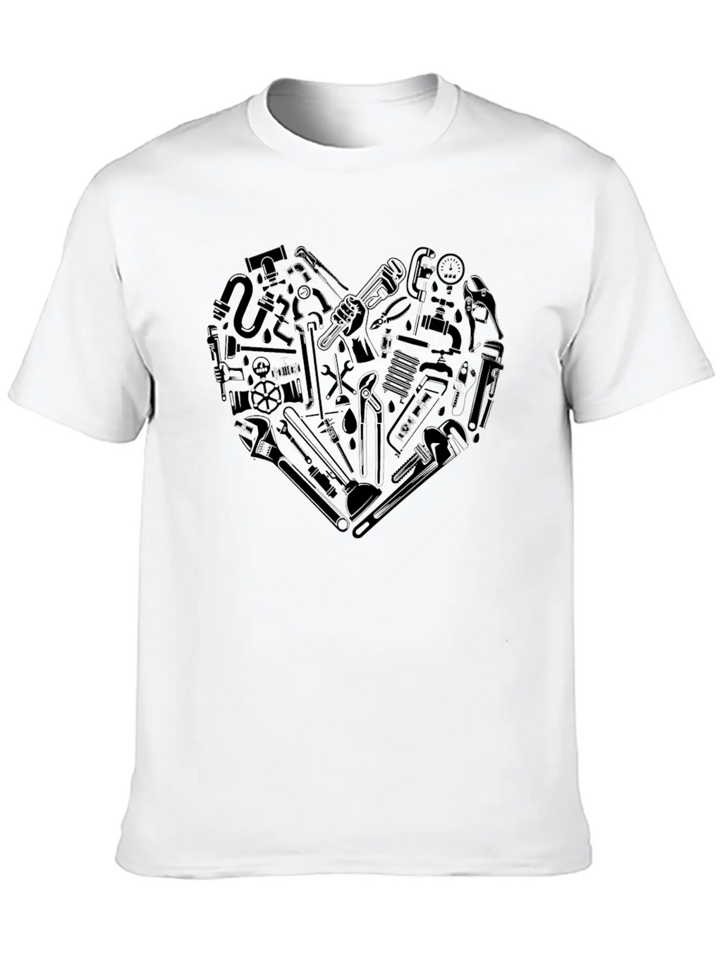 Plumbing Plumber Heart Tools Breathable Graphic T-Shirt – Perfect For Casual Days