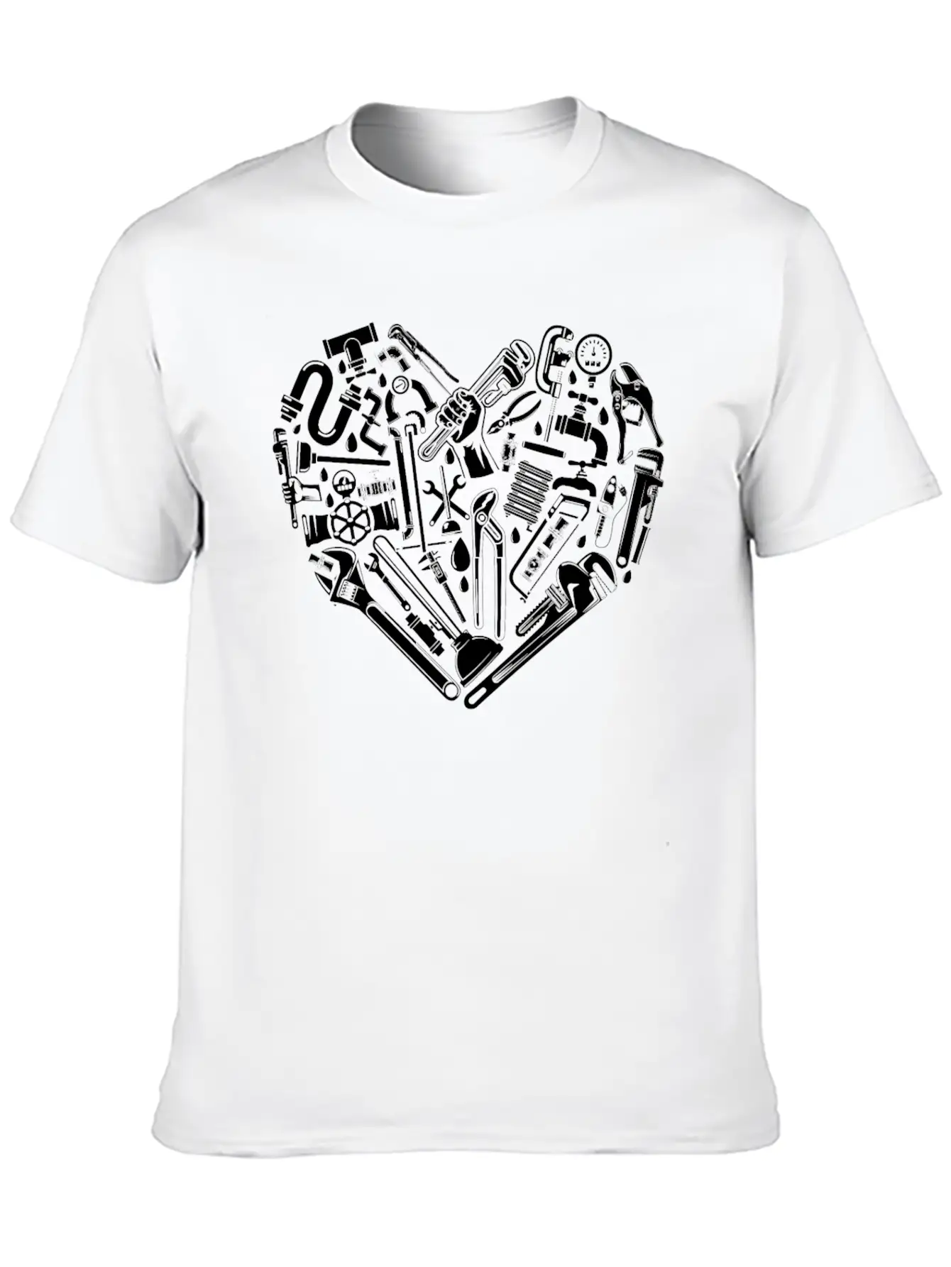 Plumbing Plumber Heart Tools Breathable Graphic T-Shirt – Perfect For Casual Days