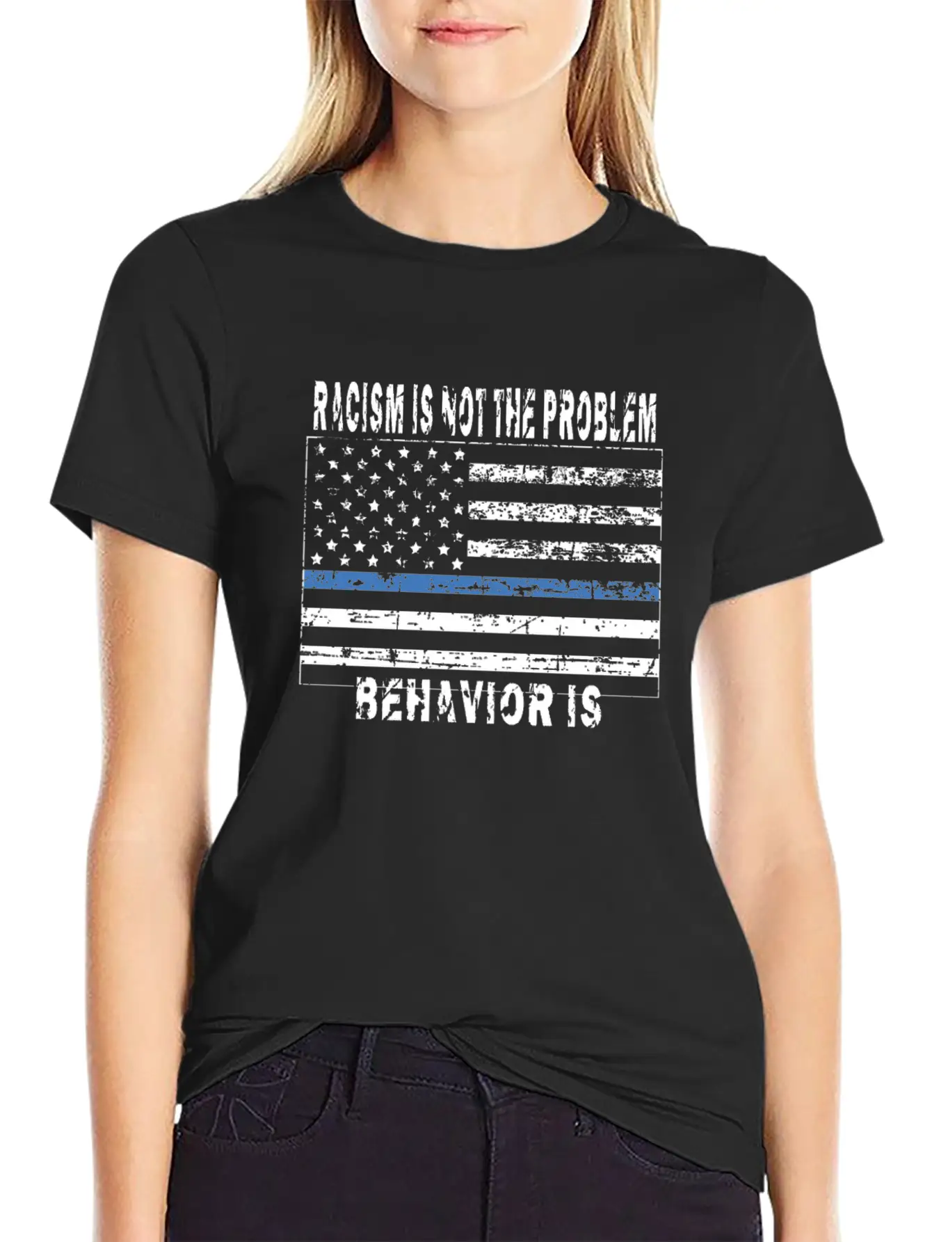 Police Officer, Blue Thin Line, Flag Shirt, Grunge Relaxed Everyday Tee – Lightweight And Durable Cotton