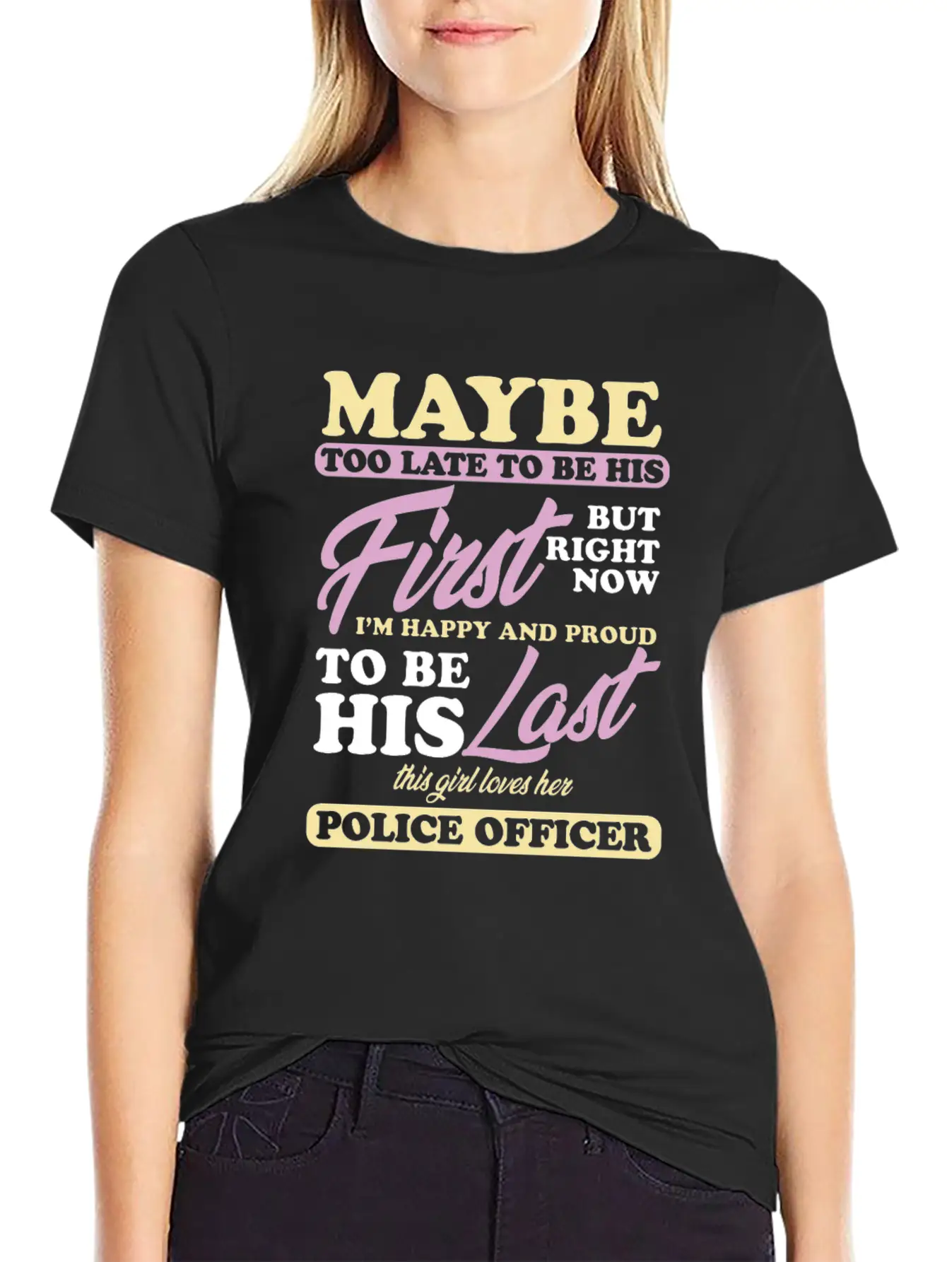Police Officer Girl Wife Cop Policeman Gift Breathable Soft Cotton T-Shirt – Timeless Casual Look