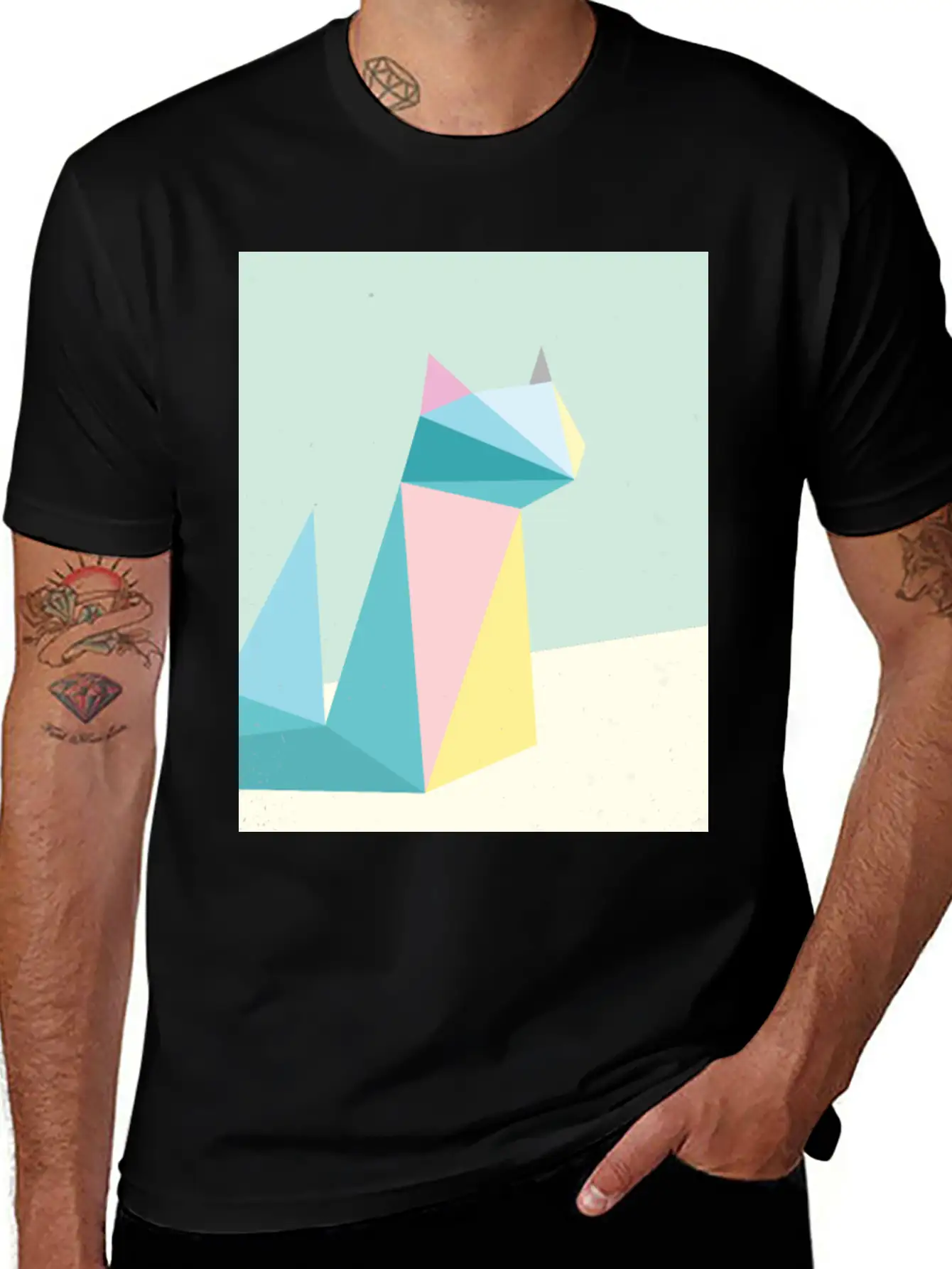 Polygonal Cat Classic Cotton Tee – Unisex Comfort For Any Season