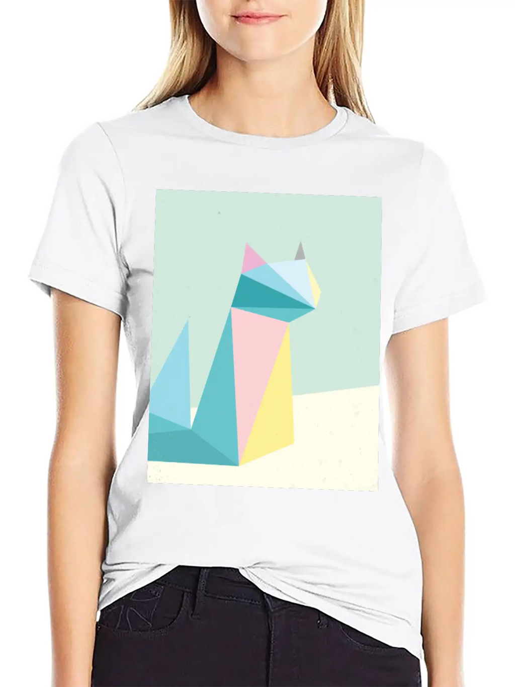 Polygonal Cat Classic Cotton Tee – Unisex Comfort For Any Season