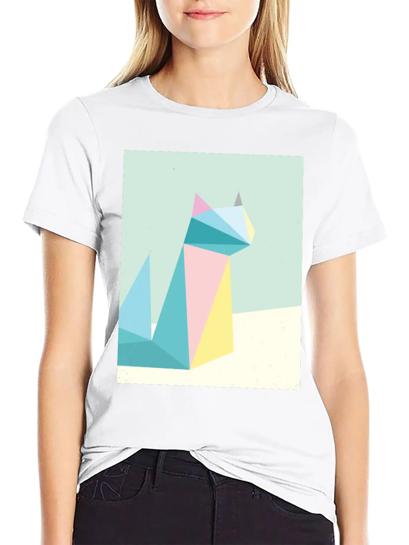 Polygonal Cat Classic Cotton Tee – Unisex Comfort For Any Season