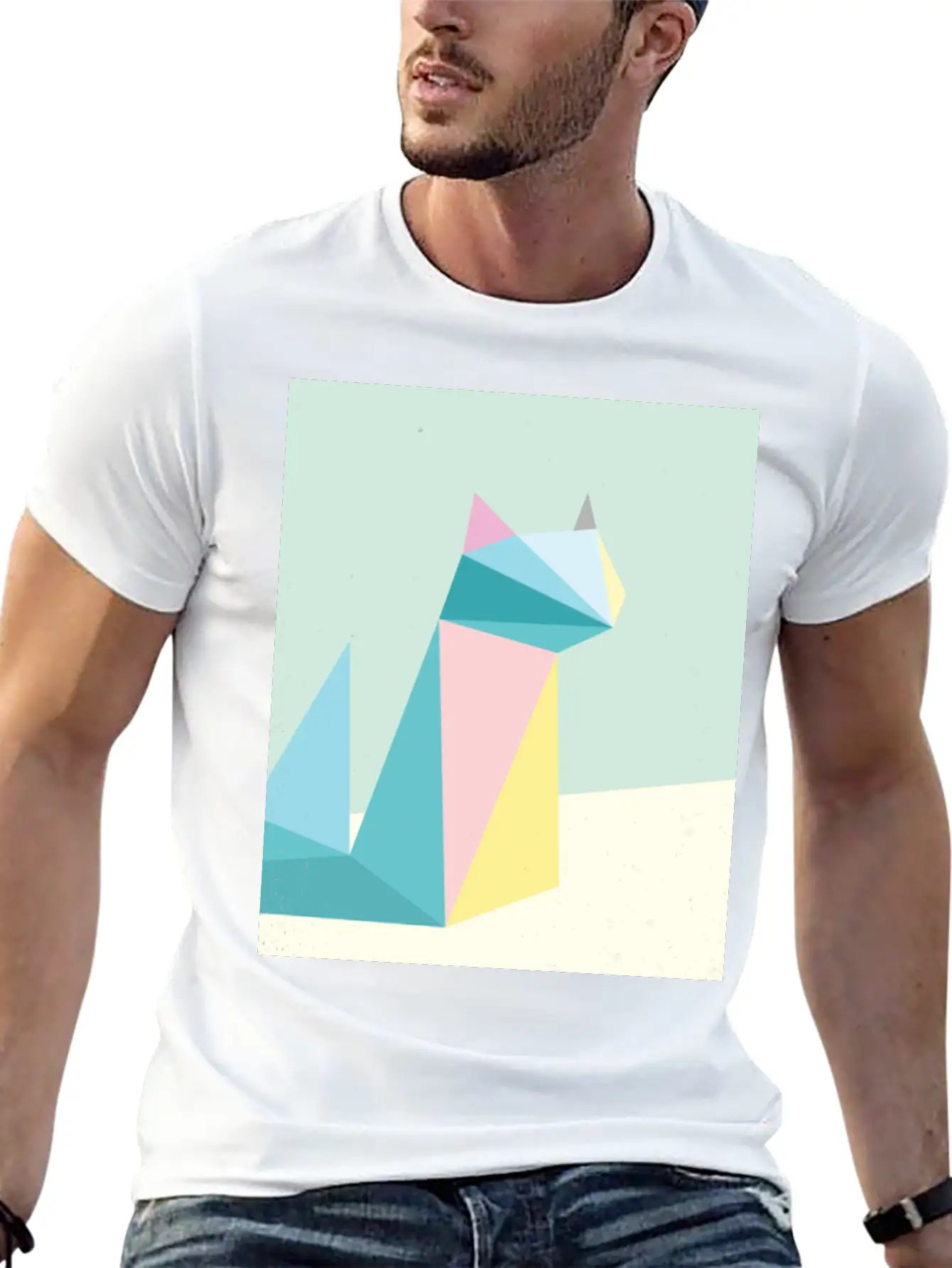 Polygonal Cat Classic Cotton Tee – Unisex Comfort For Any Season