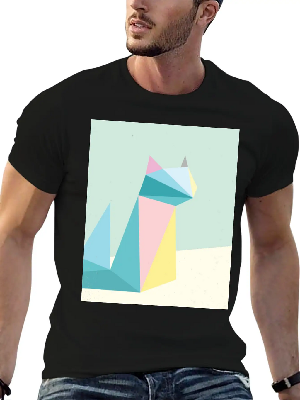 Polygonal Cat Classic Cotton Tee – Unisex Comfort For Any Season