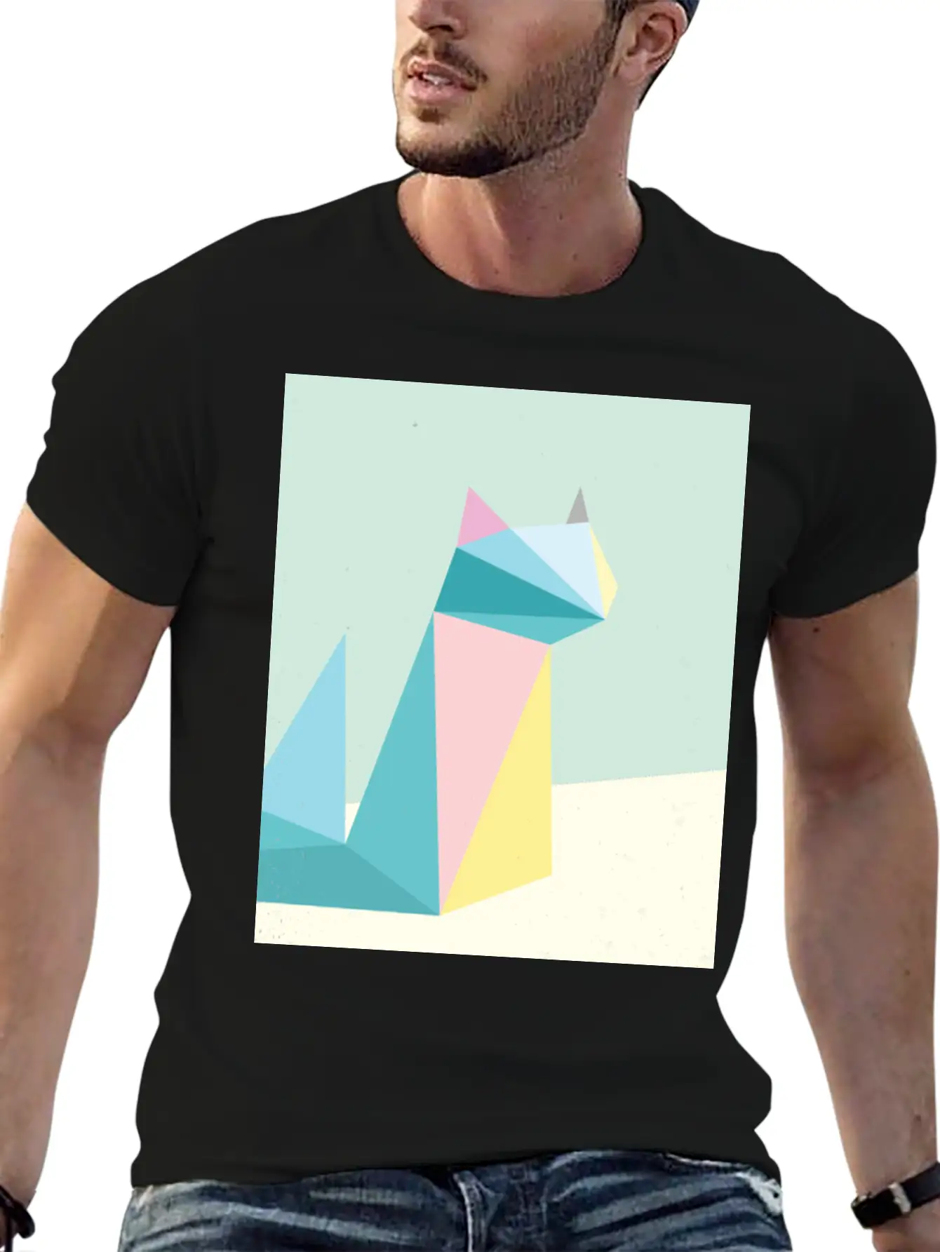 Polygonal Cat Classic Cotton Tee – Unisex Comfort For Any Season