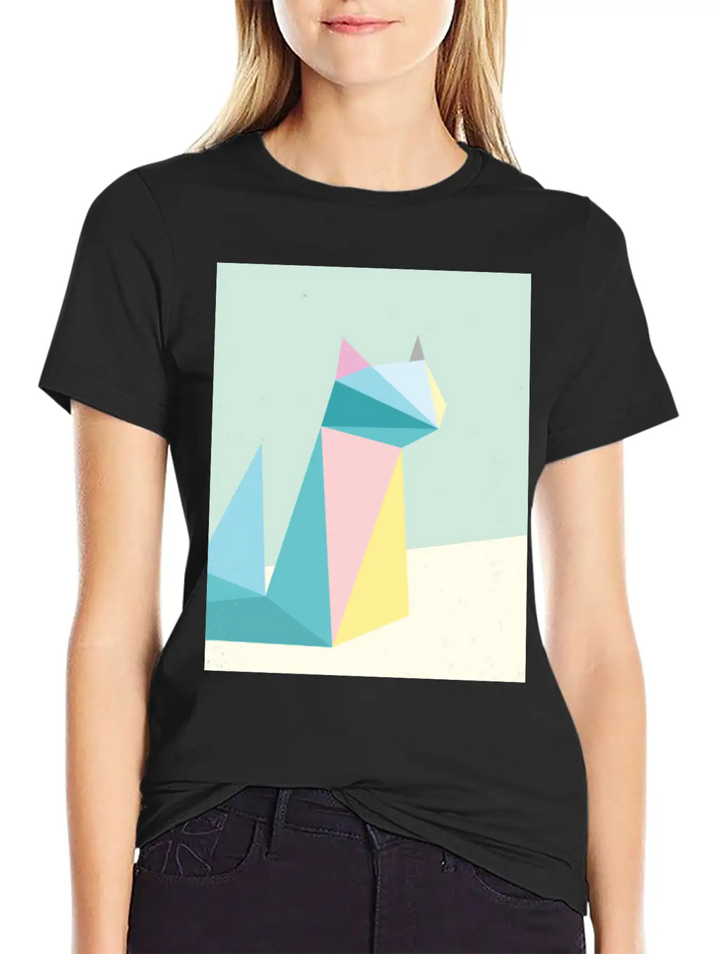 Polygonal Cat Classic Cotton Tee – Unisex Comfort For Any Season