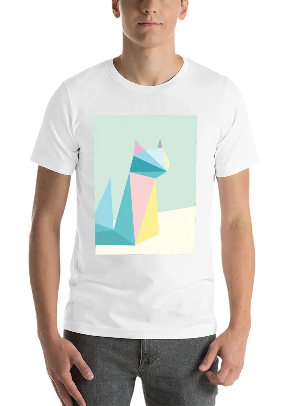 Polygonal Cat Classic Cotton Tee – Unisex Comfort For Any Season