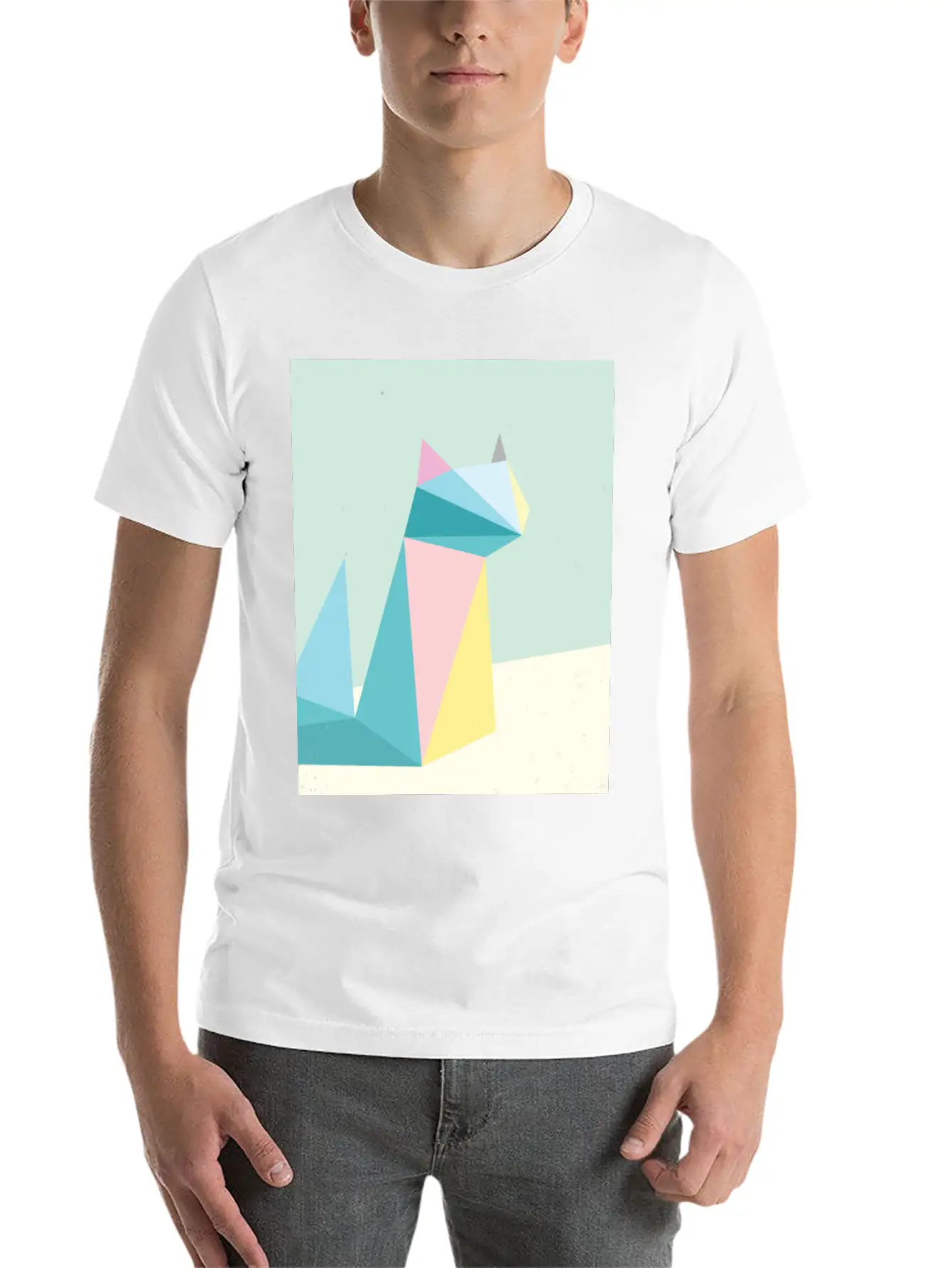 Polygonal Cat Classic Cotton Tee – Unisex Comfort For Any Season