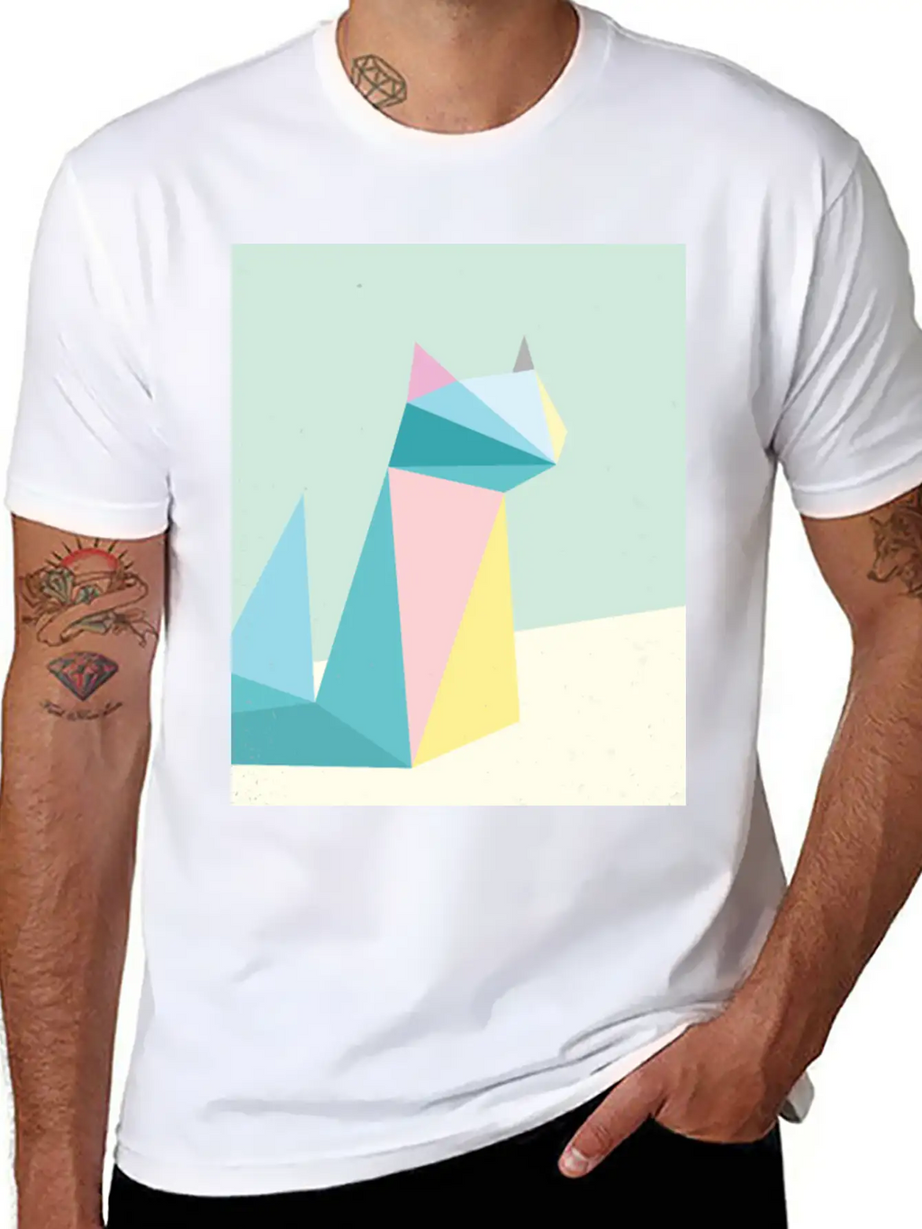 Polygonal Cat Classic Cotton Tee – Unisex Comfort For Any Season