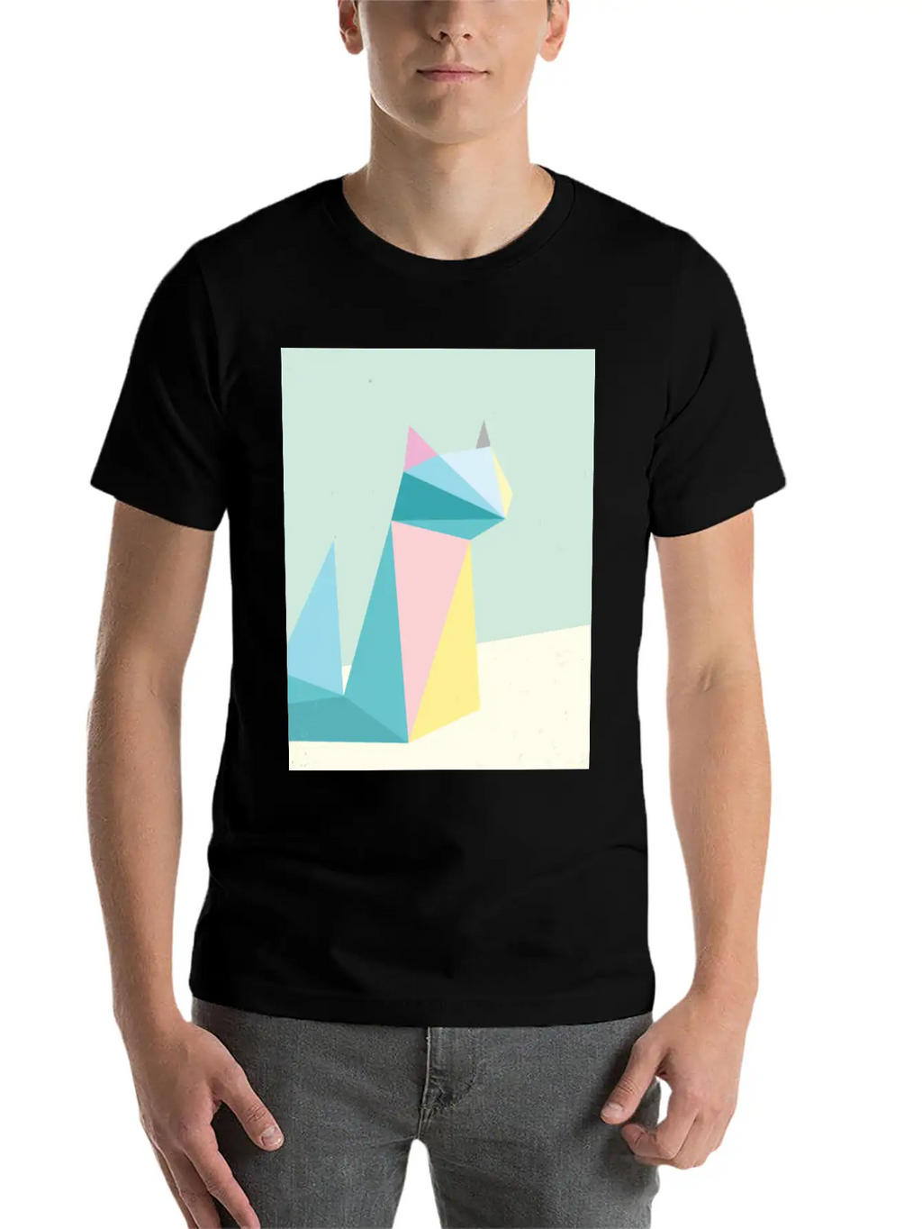 Polygonal Cat Classic Cotton Tee – Unisex Comfort For Any Season