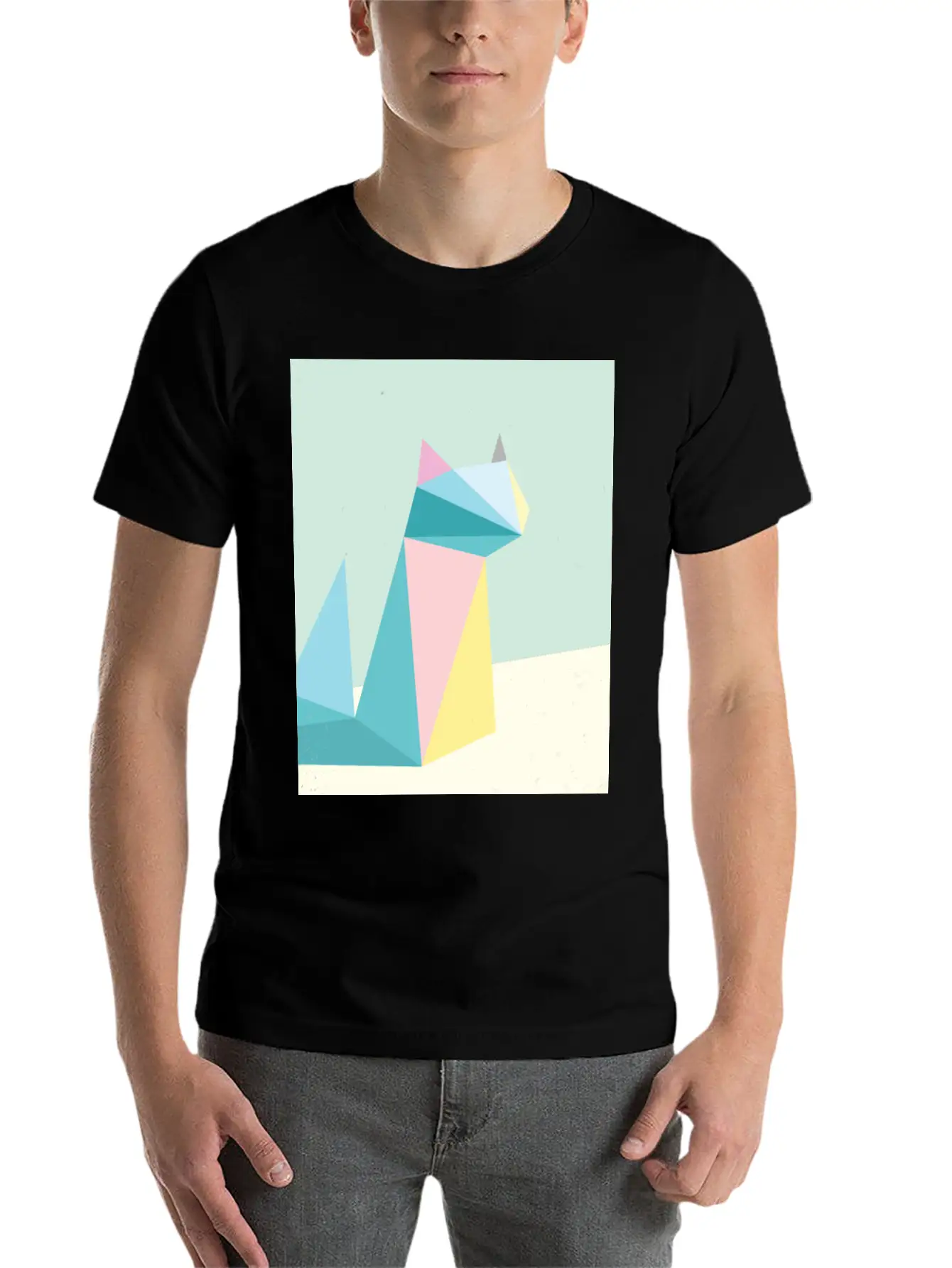 Polygonal Cat Classic Cotton Tee – Unisex Comfort For Any Season