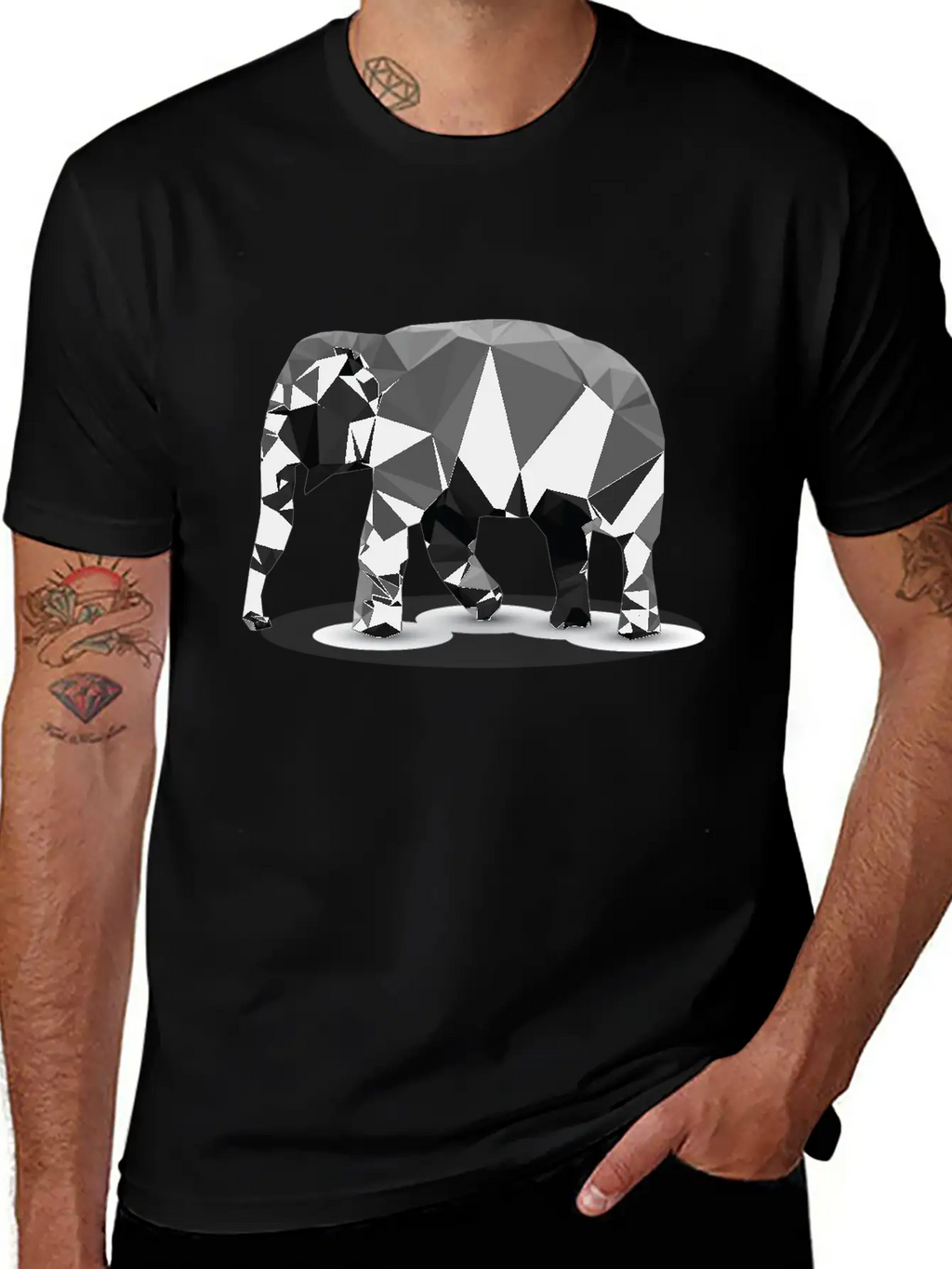 Polygonal Elephant Breathable Soft Cotton T-Shirt – Timeless Casual Look