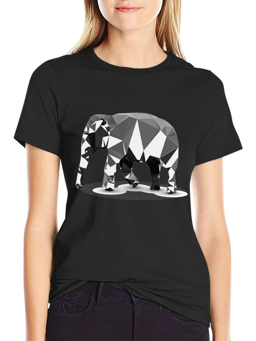 Polygonal Elephant Breathable Soft Cotton T-Shirt – Timeless Casual Look