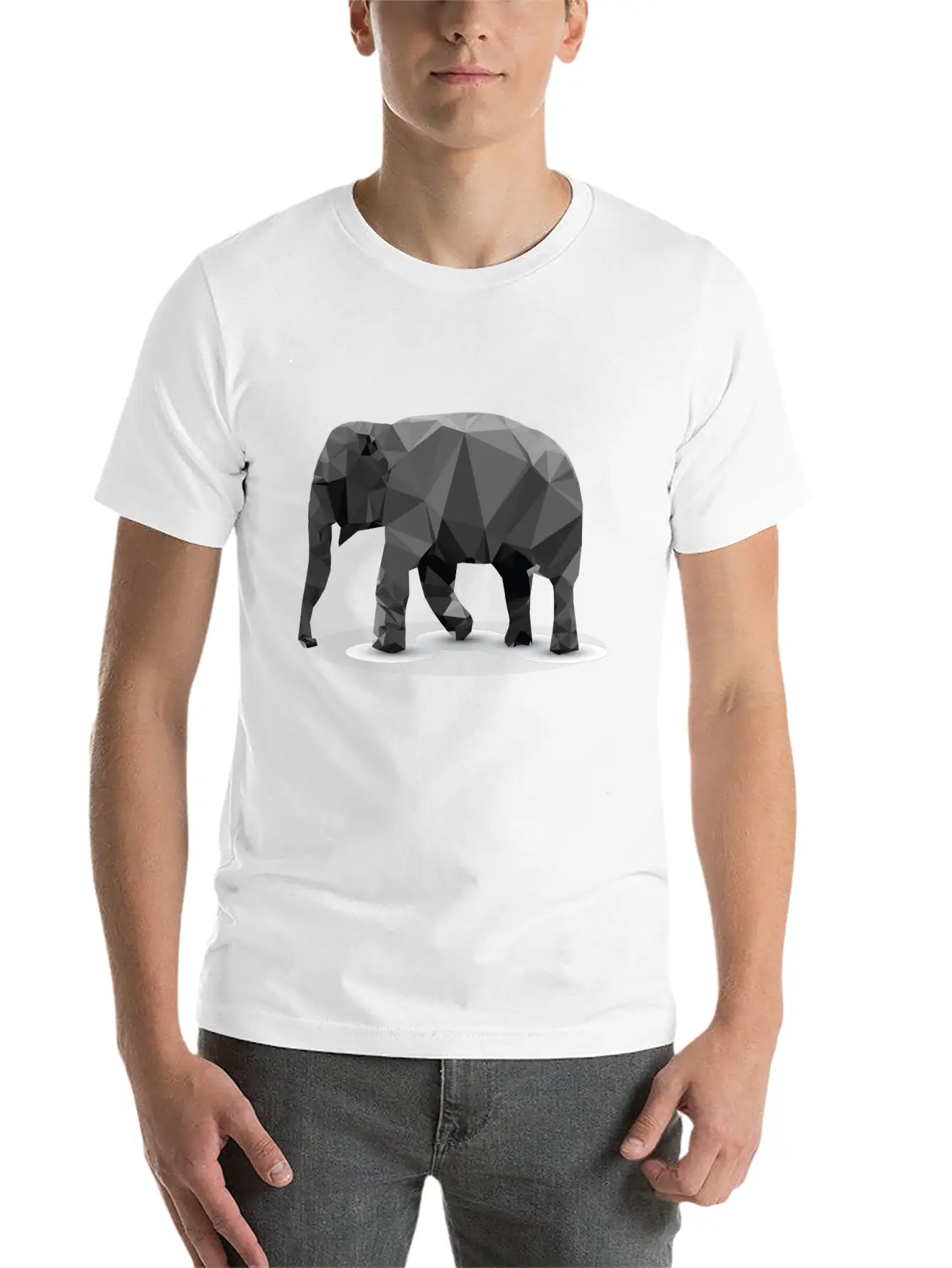 Polygonal Elephant Breathable Soft Cotton T-Shirt – Timeless Casual Look