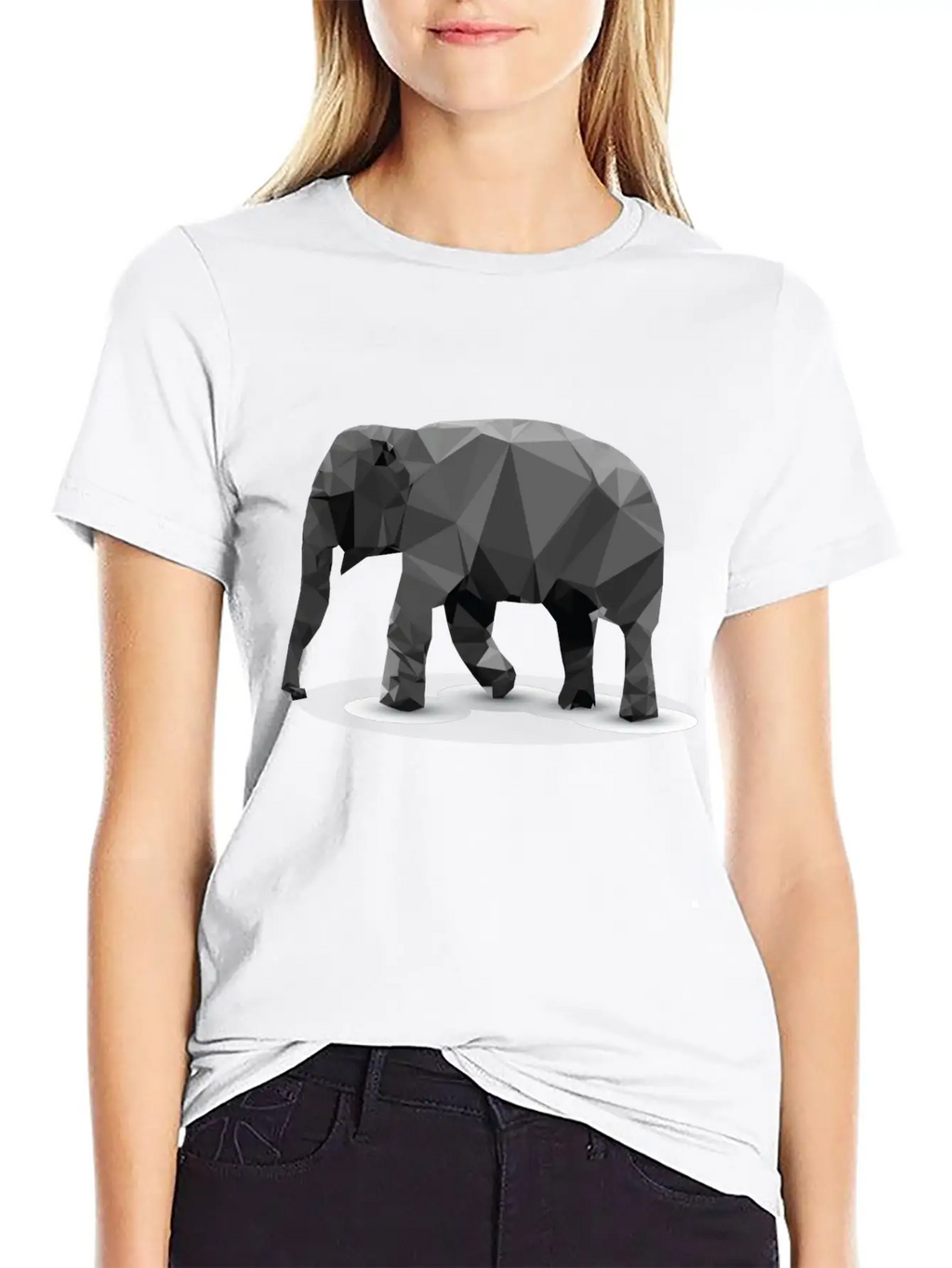 Polygonal Elephant Breathable Soft Cotton T-Shirt – Timeless Casual Look