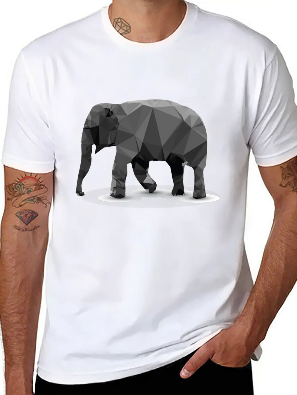Polygonal Elephant Breathable Soft Cotton T-Shirt – Timeless Casual Look