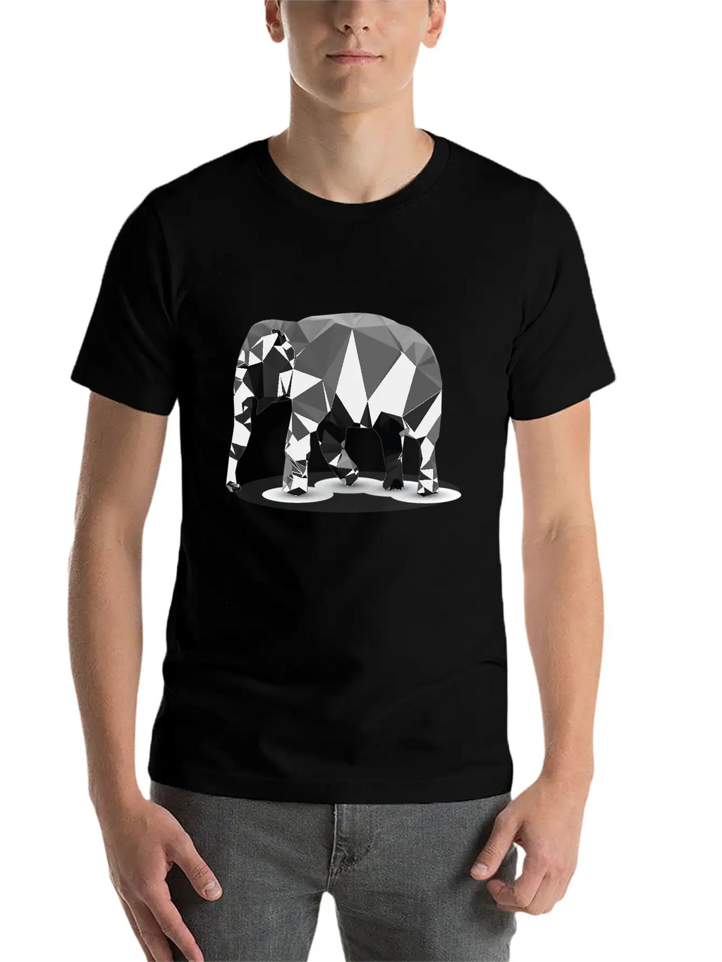 Polygonal Elephant Breathable Soft Cotton T-Shirt – Timeless Casual Look