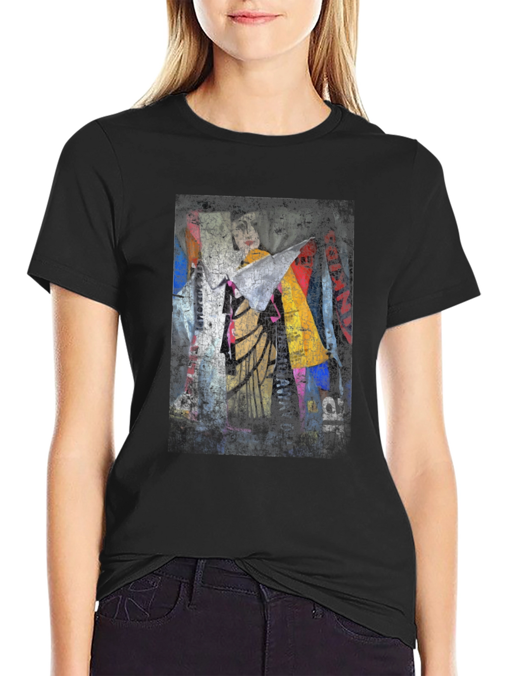 Abstract Graphic Print Black Crew Neck T-Shirt