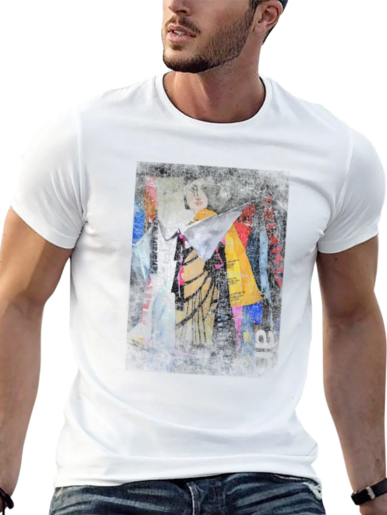 Abstract Graphic Print Black Crew Neck T-Shirt