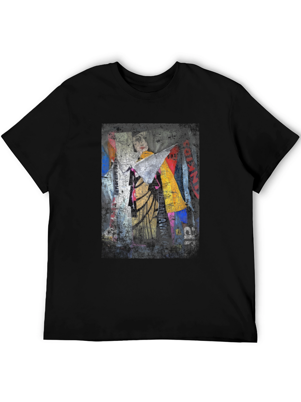 Abstract Graphic Print Black Crew Neck T-Shirt
